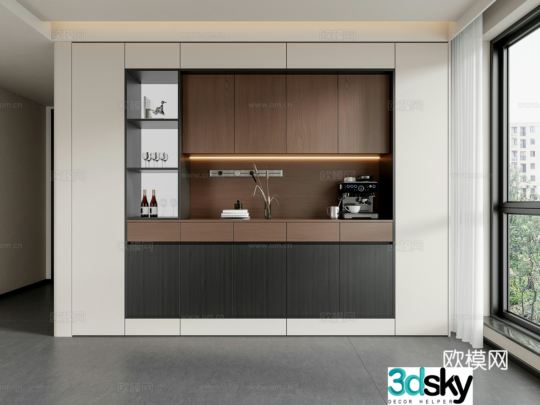 Modern Italian sideboard wine sideboard sideboard ornaments tea cabinet dining cabinet 3D model
