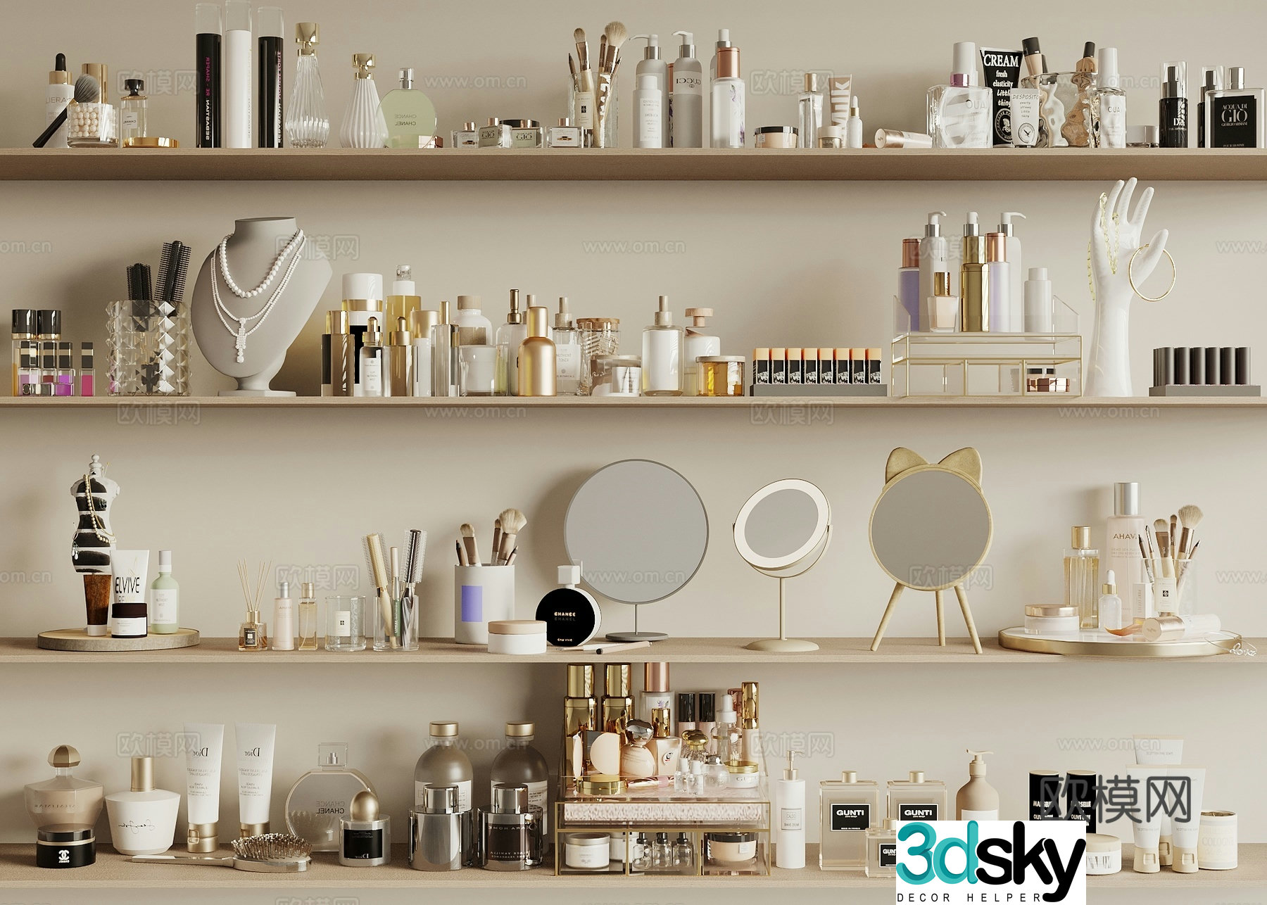Cosmetics perfume skin care products toiletries beauty 3d model