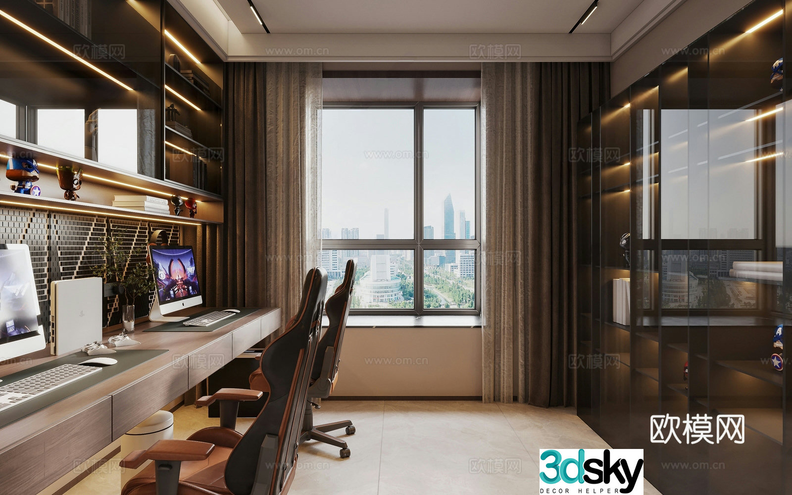 Modern simple e-sports room Other home decoration e-sports room figure cabinet computer host 3D model