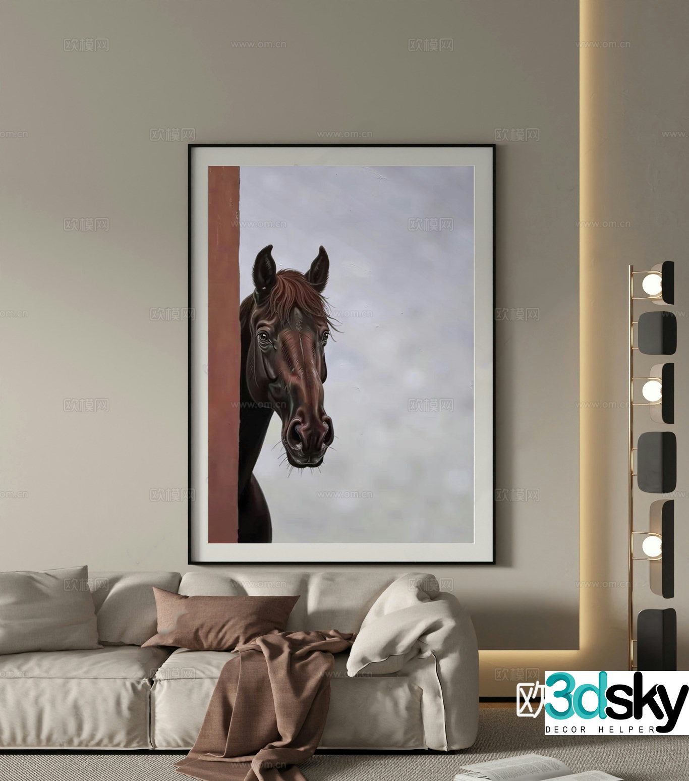 Modern porch decoration hanging paintings Minimalist animal decoration hanging paintings Italian living room decoration hanging paintings End view horse 3D model