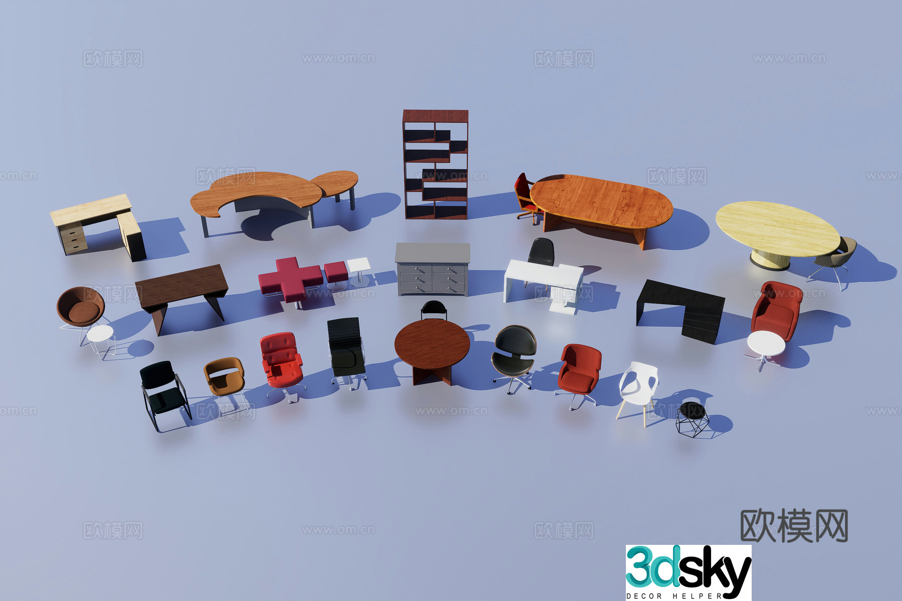 Retro table and chair combination 3D model