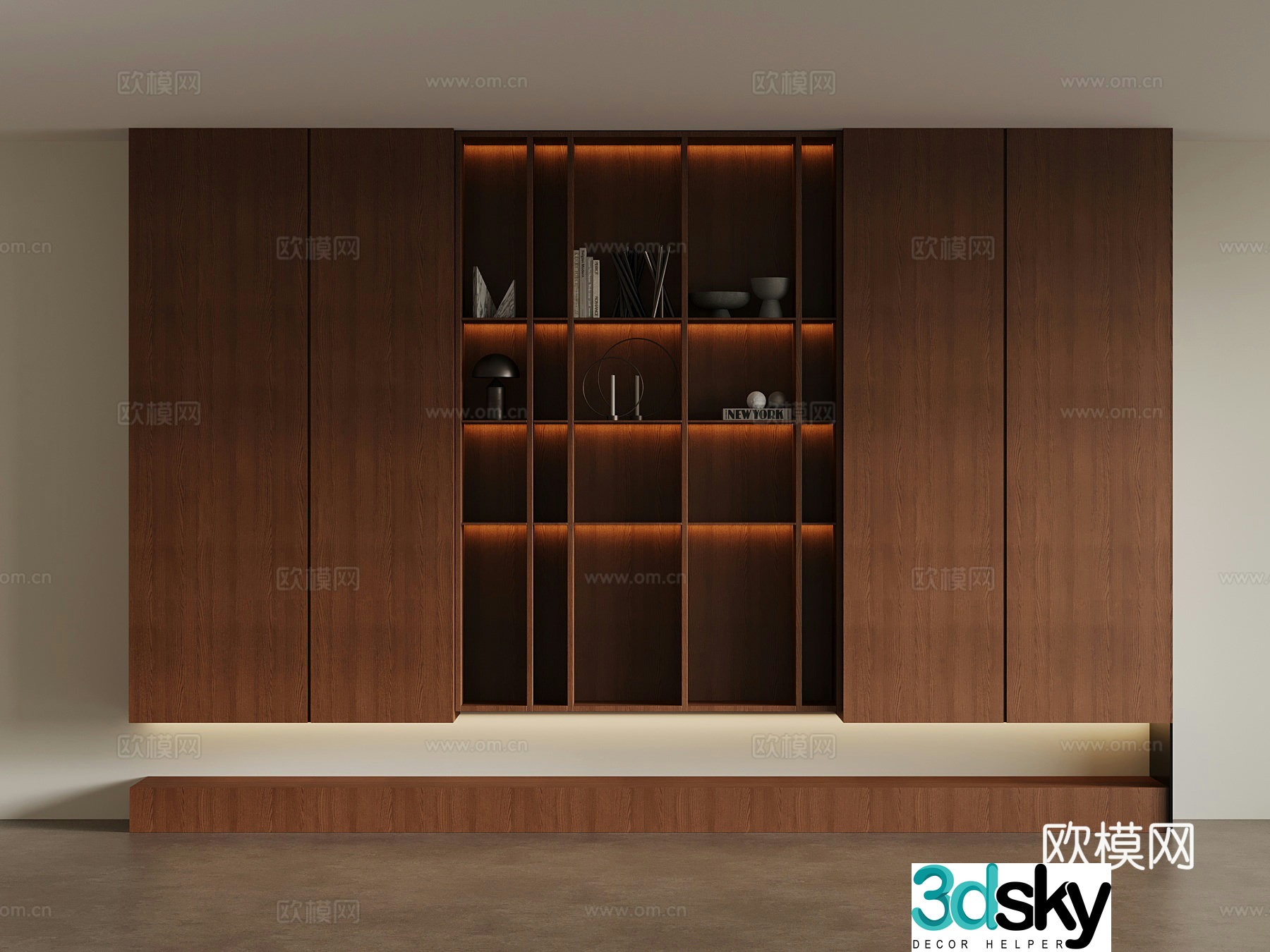 Middle-aged bookcase decorative ornaments 3D model