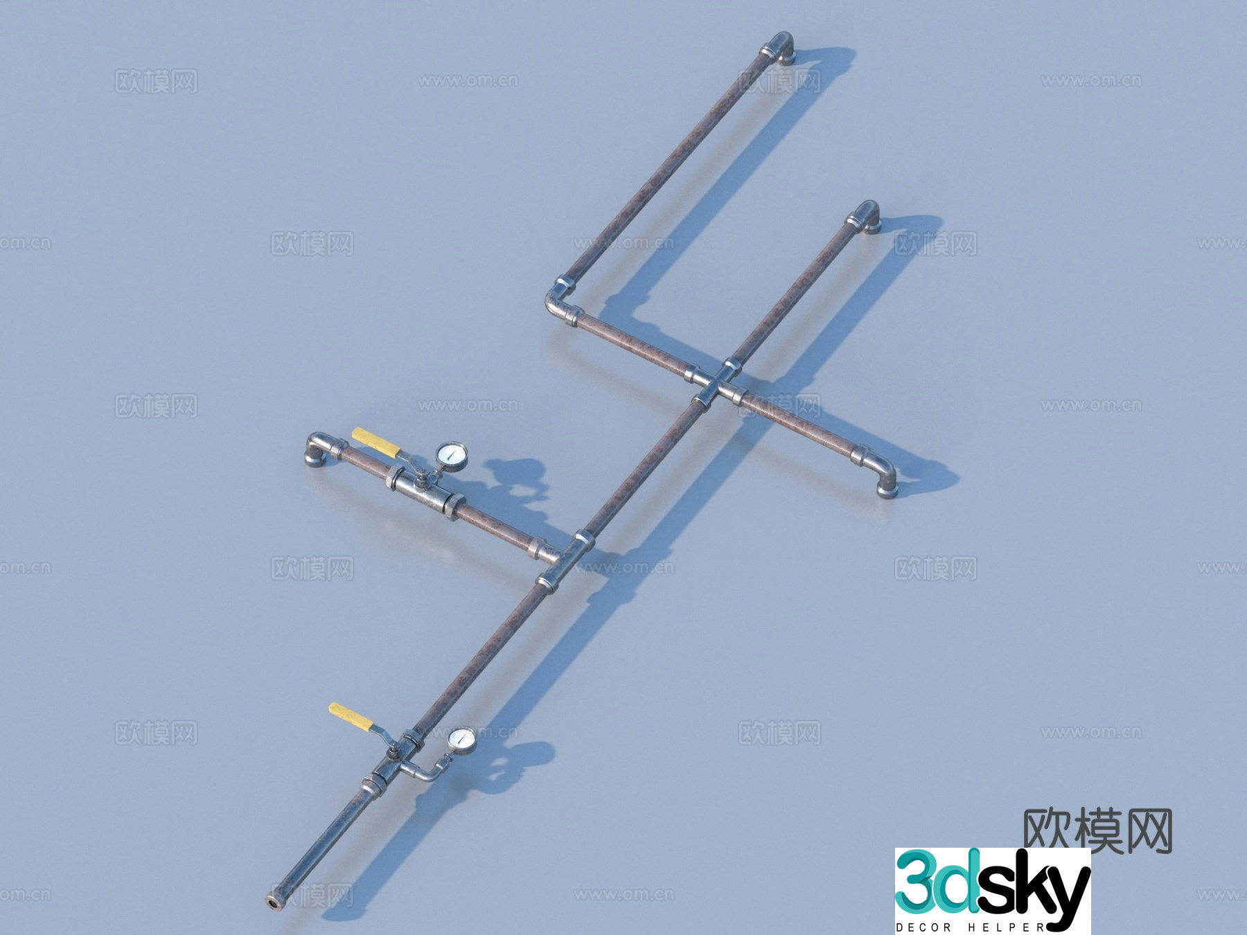 Pipe Valve Interface Water Pipe Elbow 3D Model