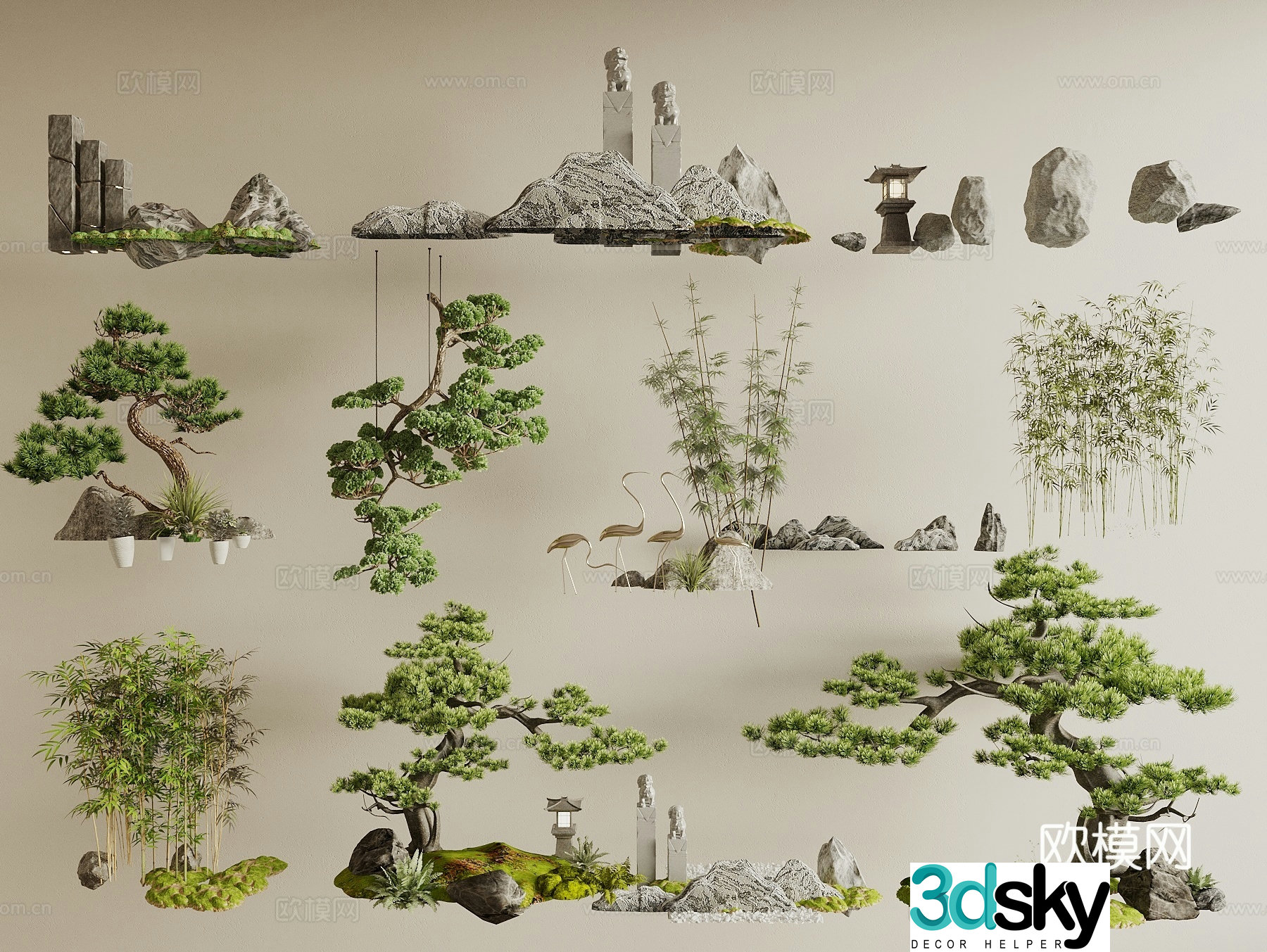 New Chinese-style plant landscape landscape landscape landscape garden sketch interior landscape 3d model