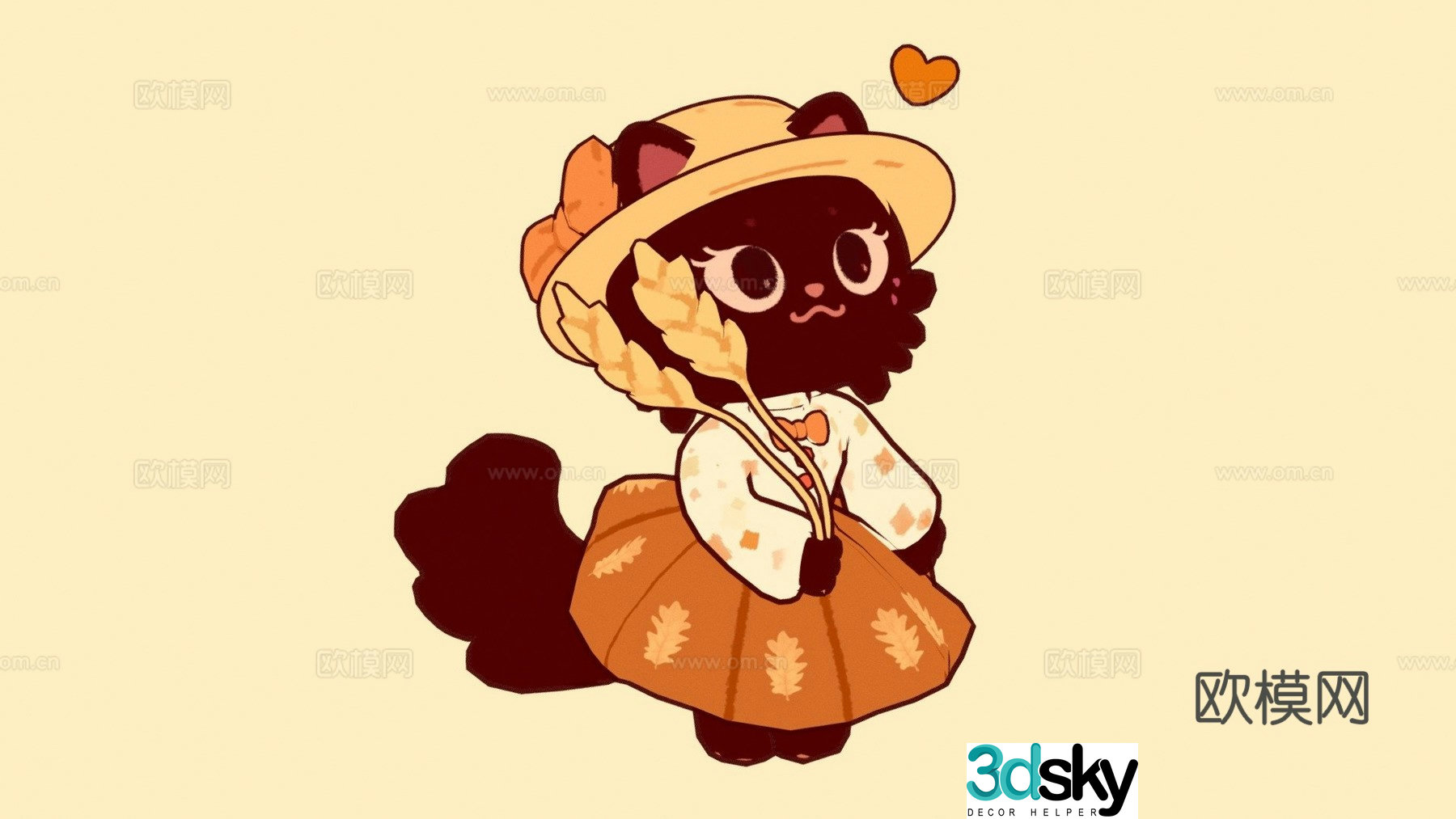 Autumn kitten 3d model