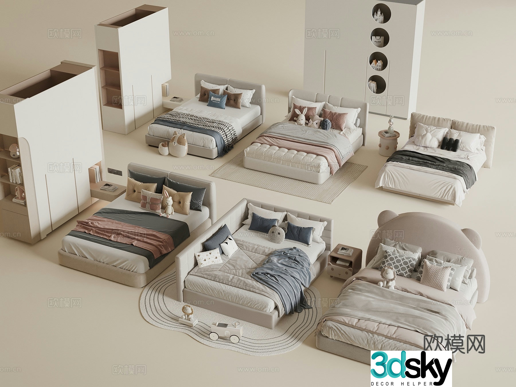 Modern children’s bed children’s boy room children’s girl room children’s wardrobe girls’ children’s bed 3d model