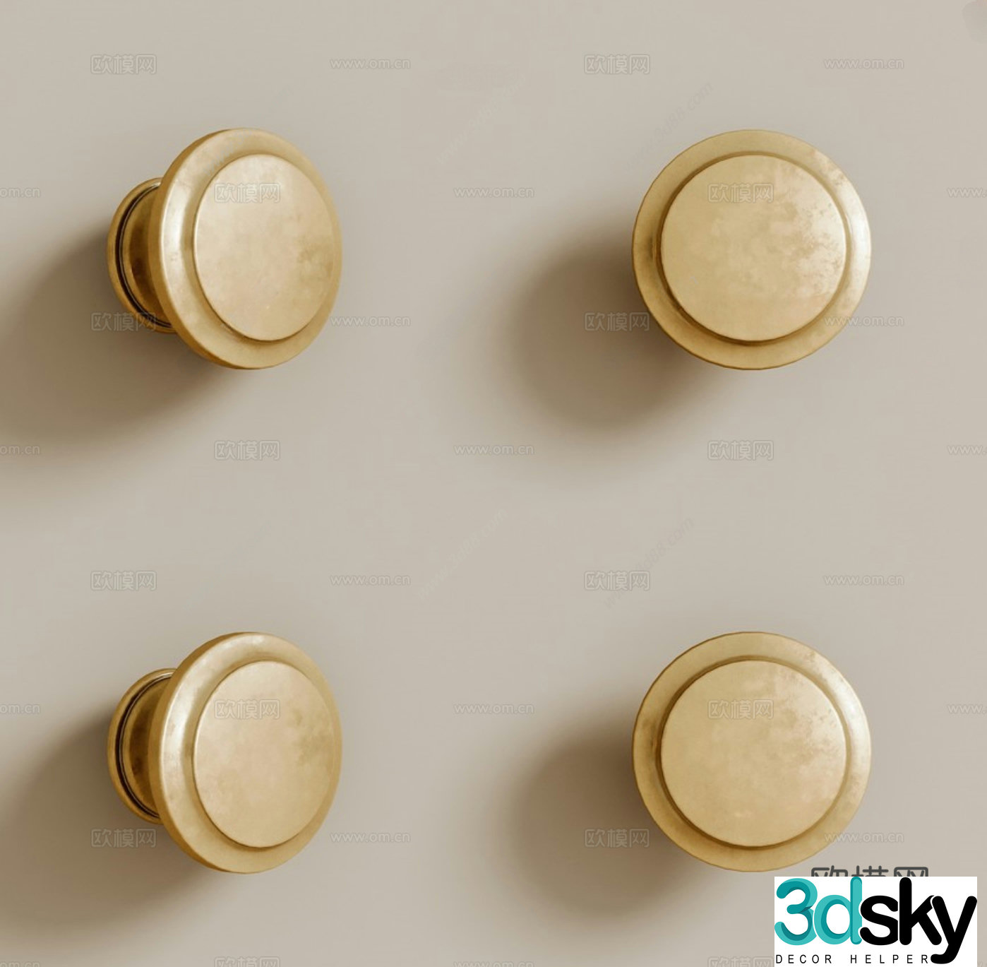 Modern door handle round handle 3d model