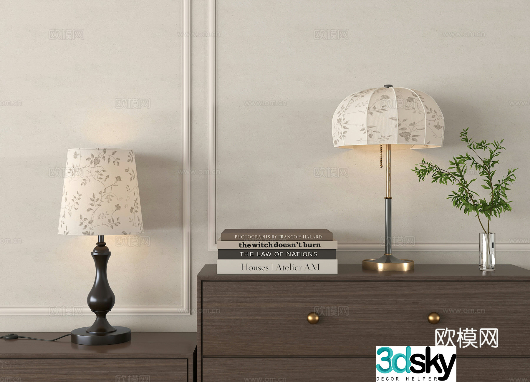 Middle-aged style table lamp retro table lamp 3d model