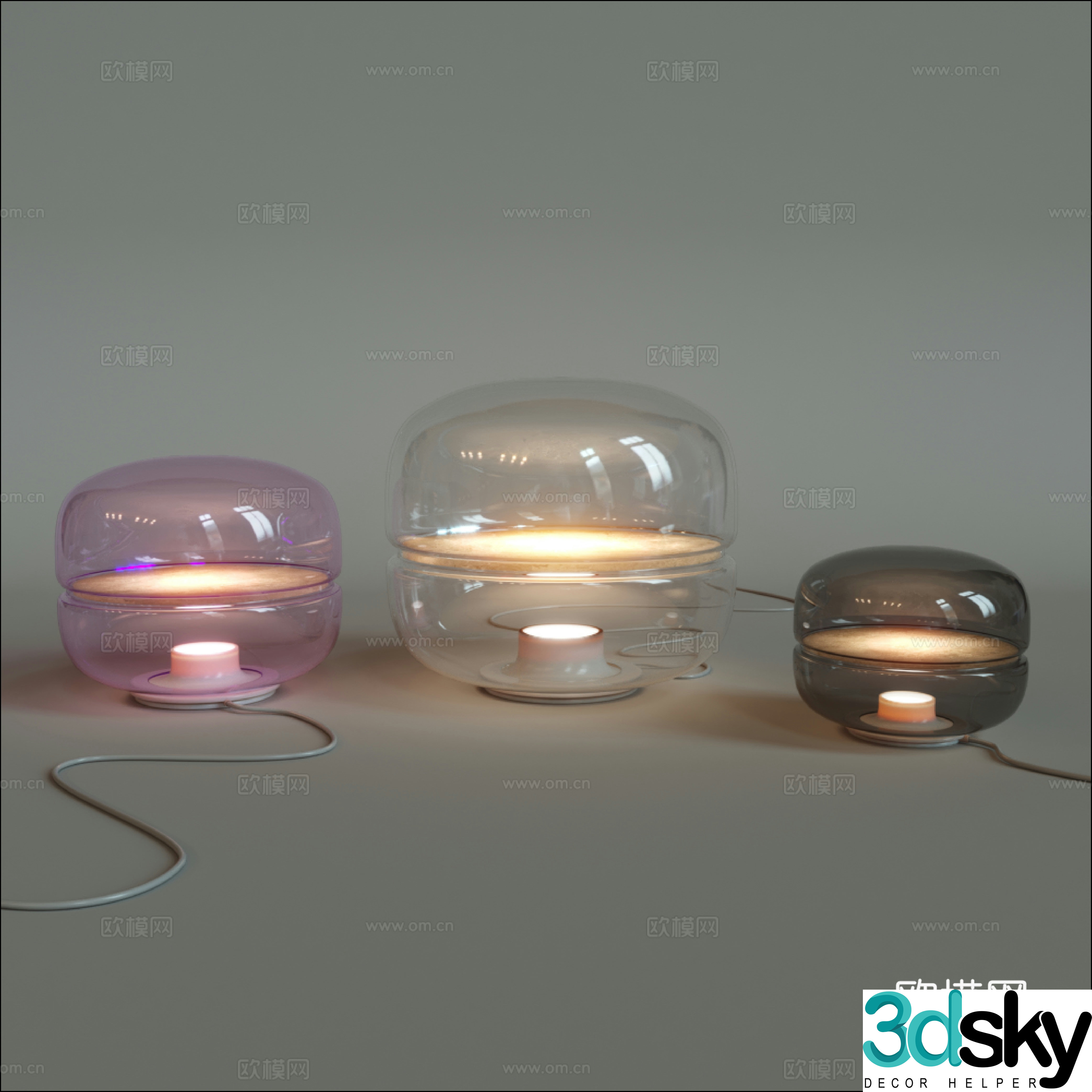 Modern Italian minimalist glass table lamp 3d model