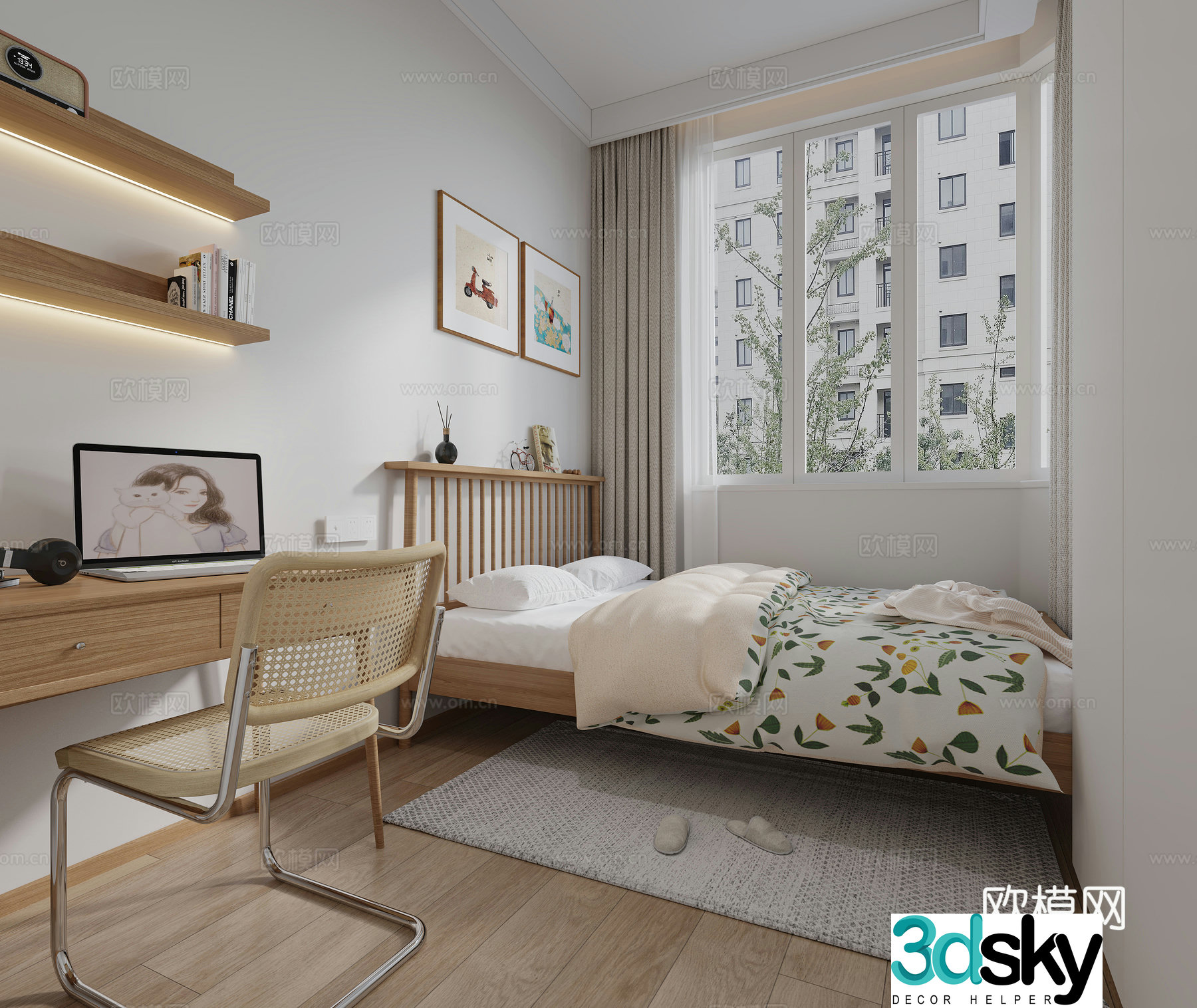 Nordic bedroom 3d model