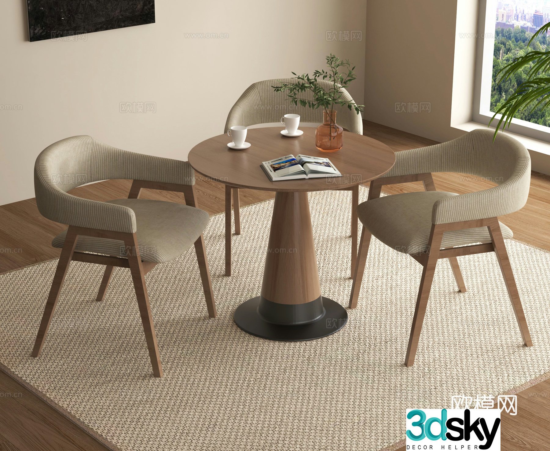Negotiation table and chairs leisure table and chairs coffee table and chairs restaurant table and chairs 3D model