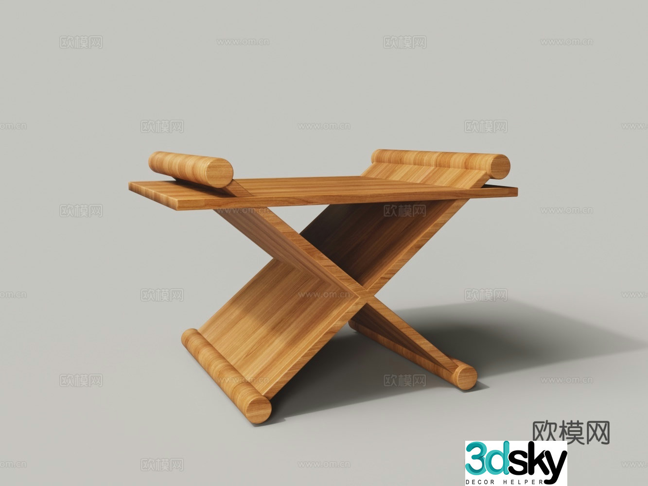 Modern solid wood stool 3d model