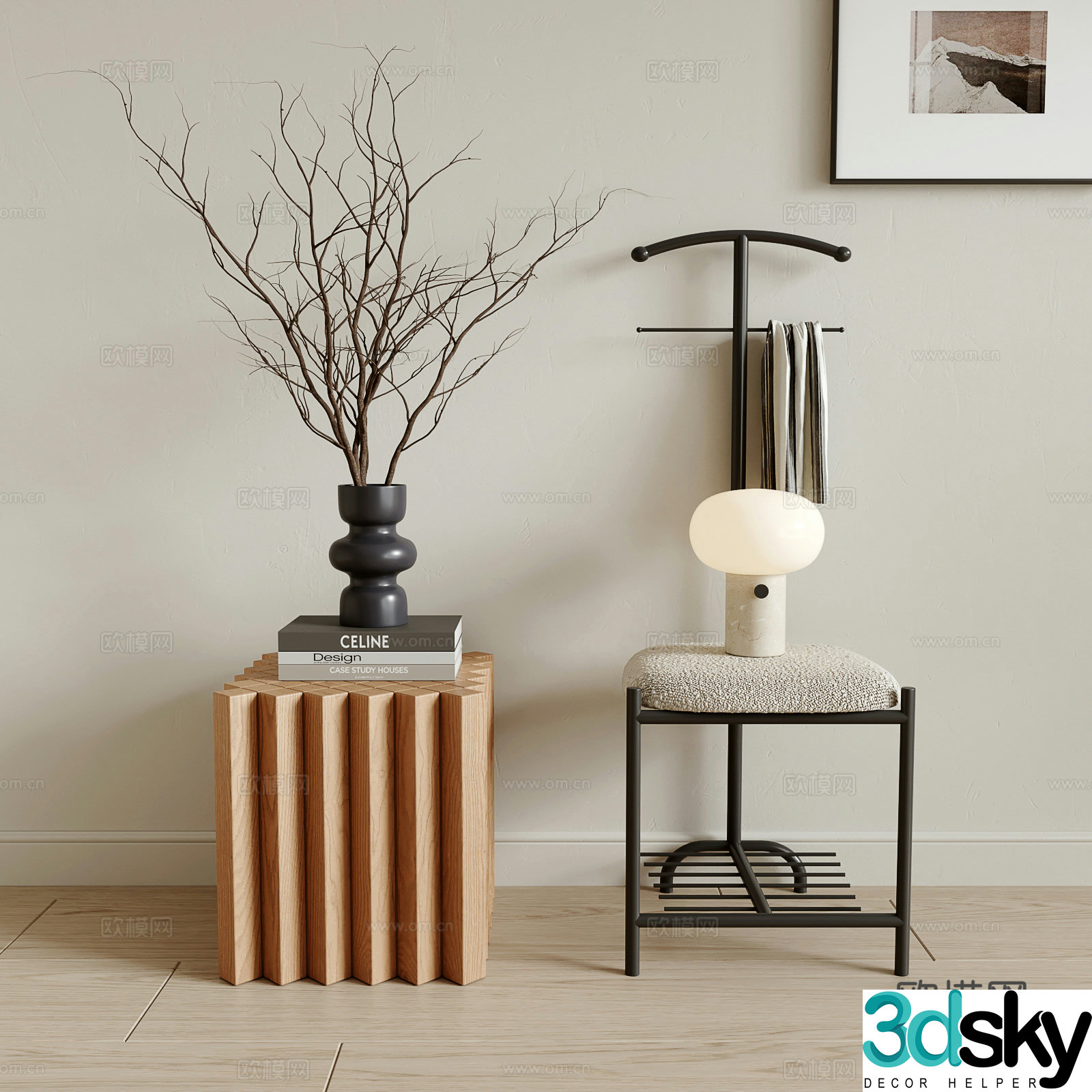 Modern medieval style single chair 3d model