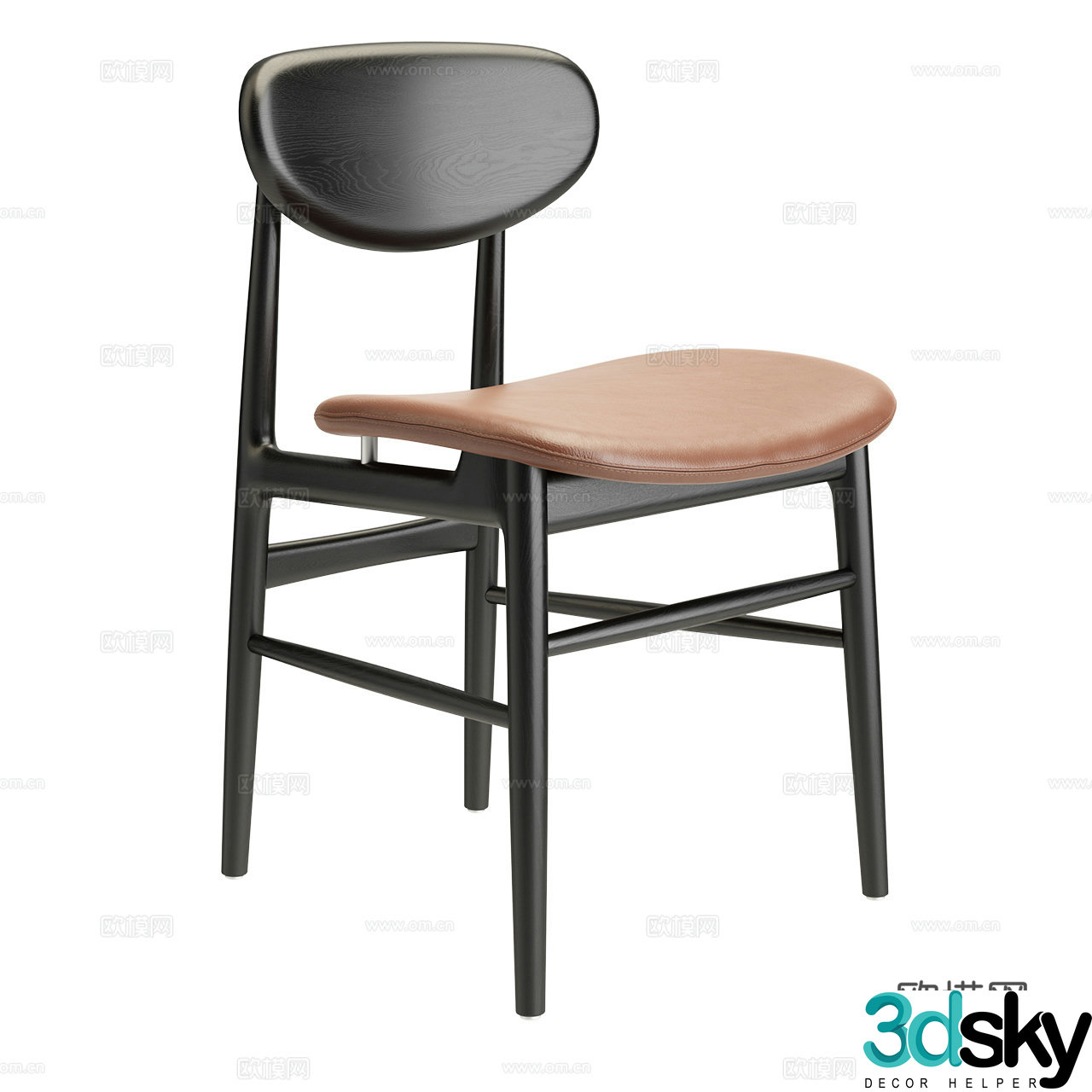 Lema Nordic single chair Minimalist dining chair Single chair Dining chair Leather chair Wooden chair 3d model