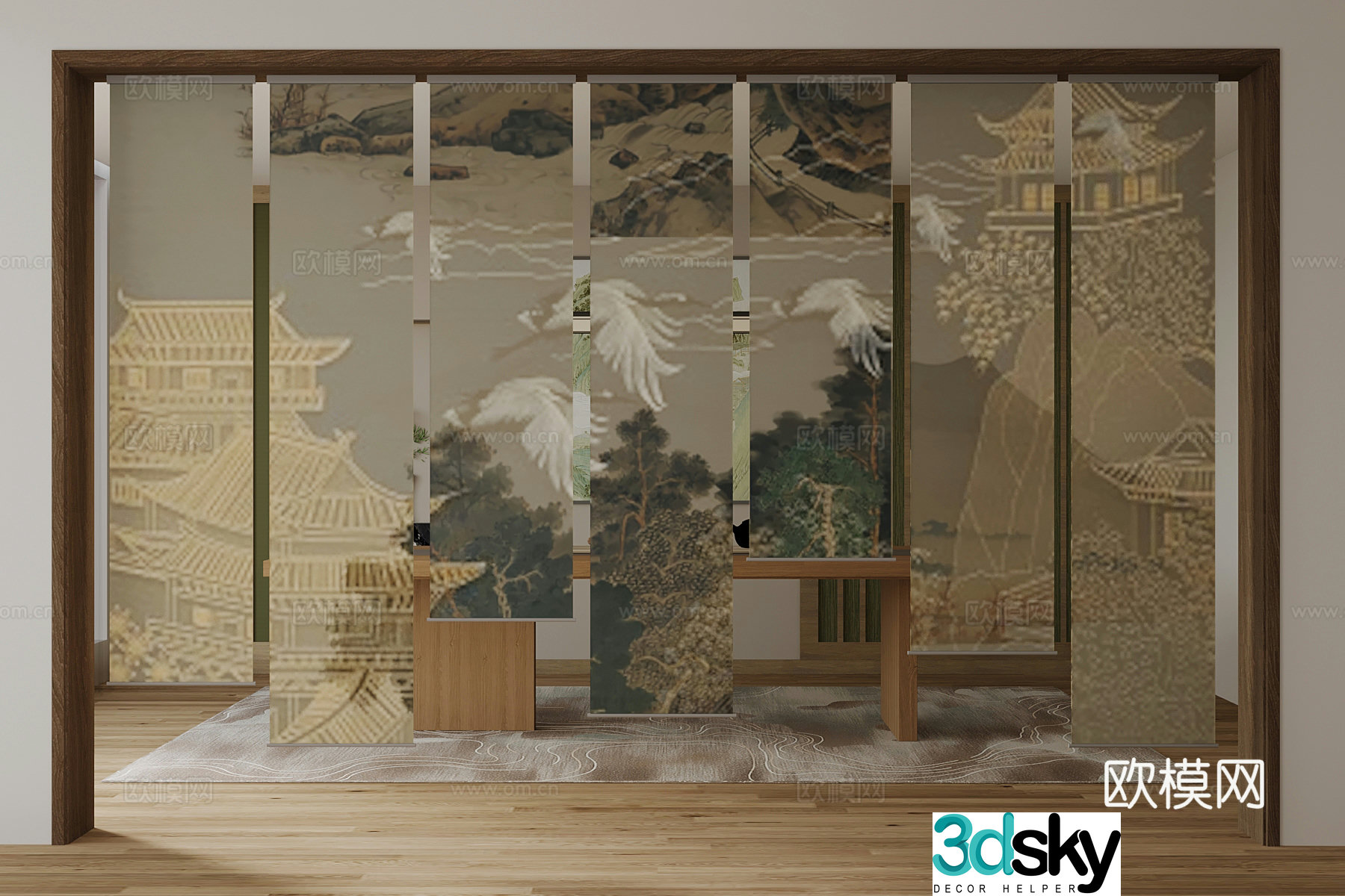 New Chinese door curtain 3D model