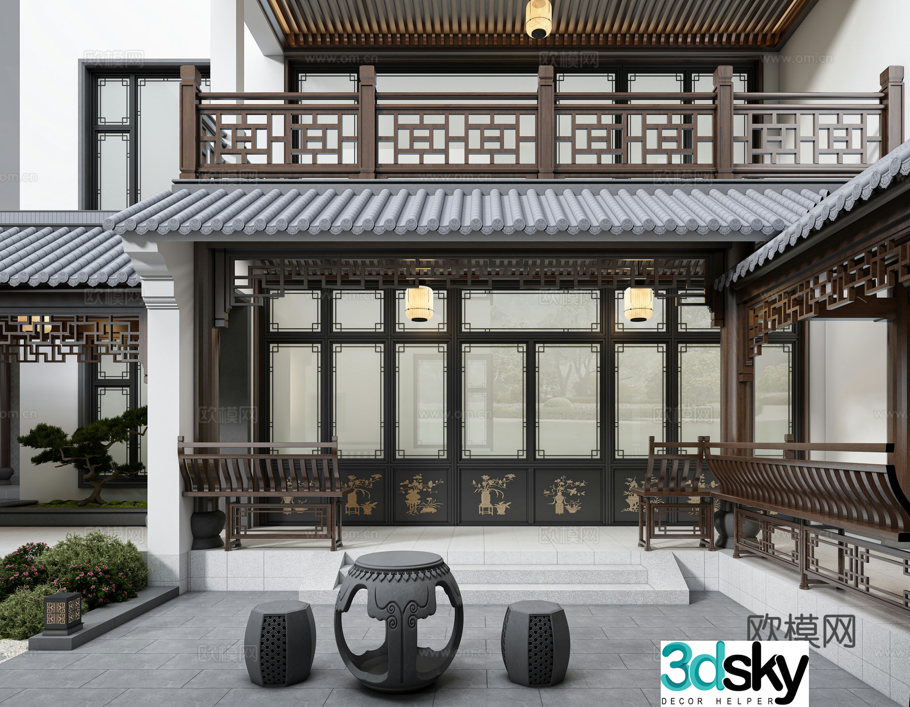 Chinese garden landscape 3d model