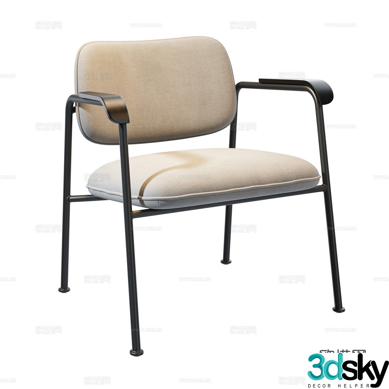 Cadot modern single chair dining chair armchair leisure chair cloth chair 3d model