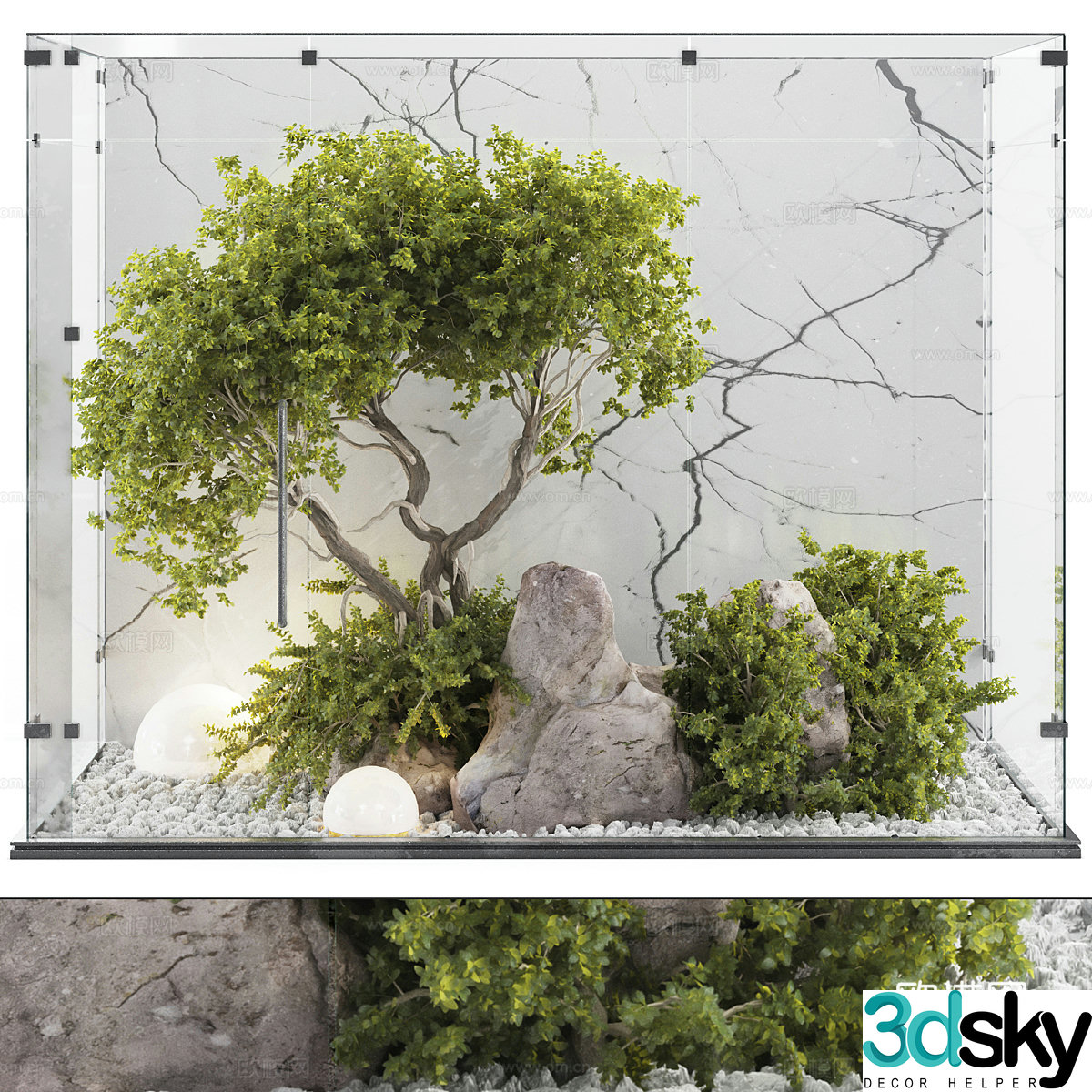 Modern Italian minimalist indoor courtyard 3d model
