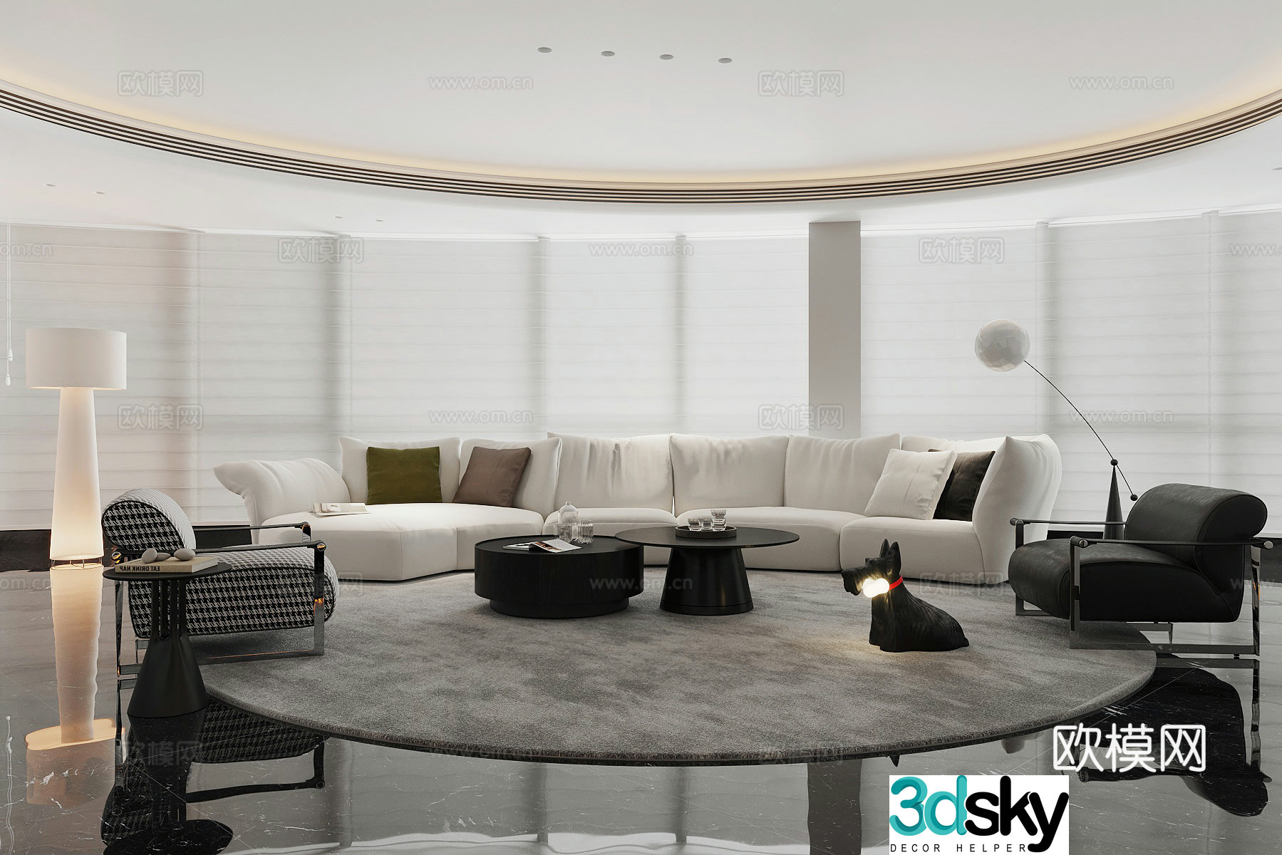 Modern Italian home living room Light luxury Italian living room Sofa coffee table combination High-end gray living room 3D model