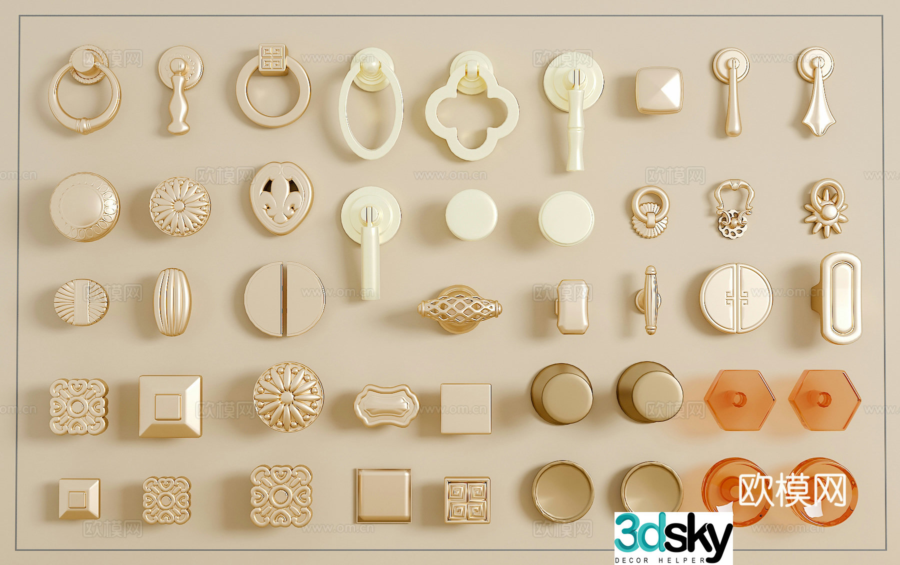 Hardware door lock Hardware handle Door handle 3D model