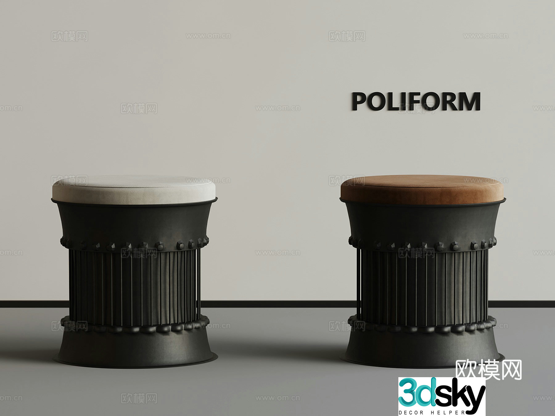 New Chinese style shoe changing stool low stool round stool 3D model