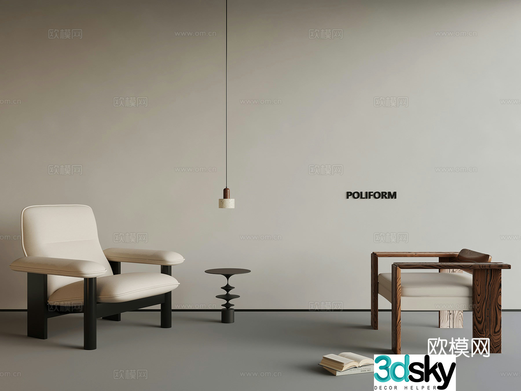 Medium style leisure chair 3d model