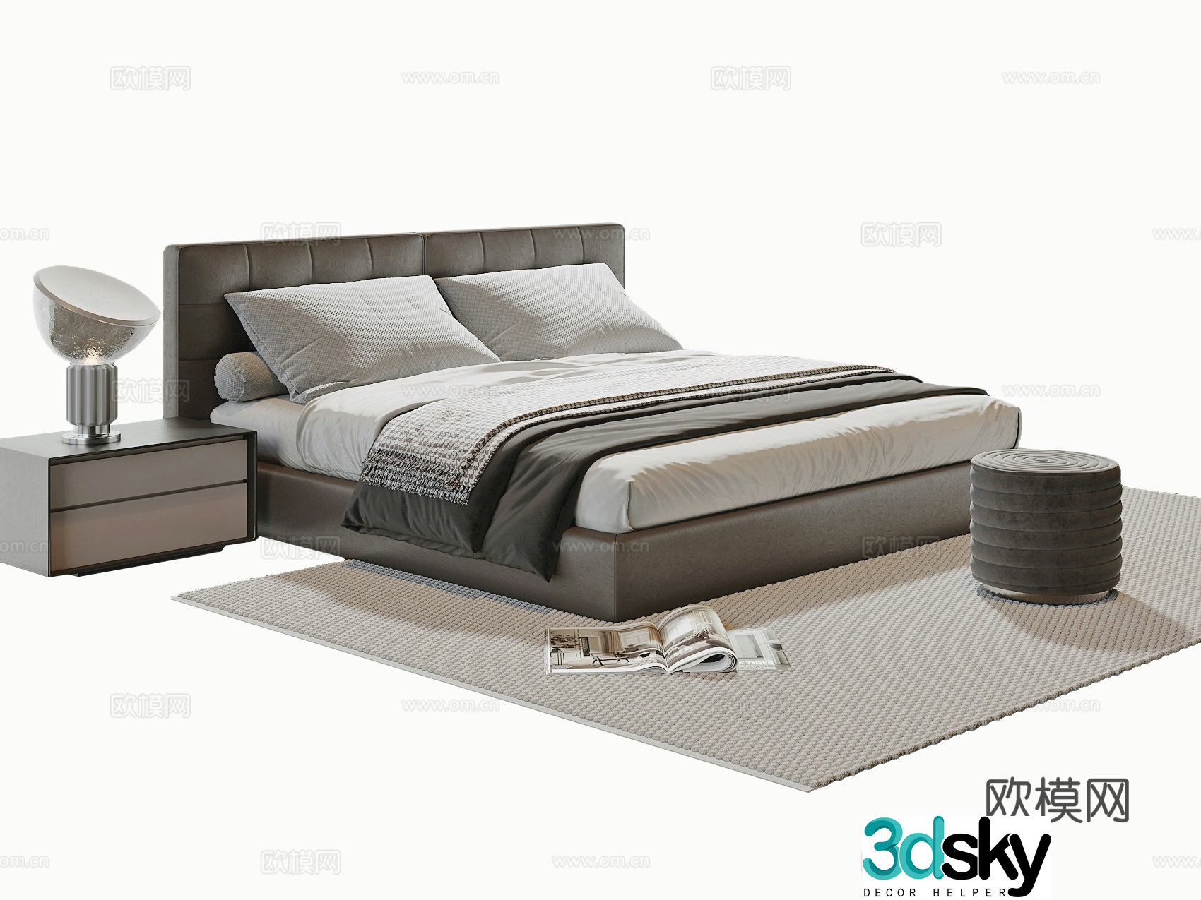 Modern double bed 3d model