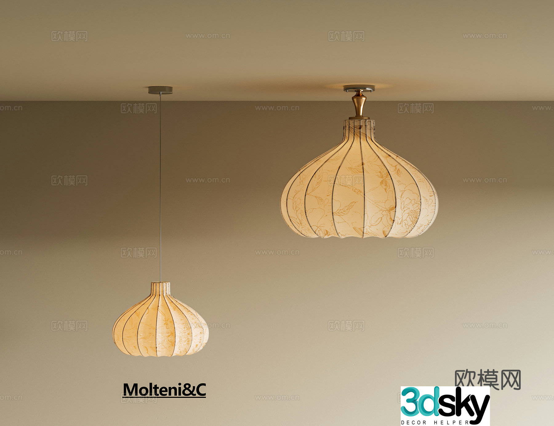 New Chinese-style ceiling lamp chandelier Bedroom ceiling lamp Small chandelier Bedroom bedside bedside medieval French lamp set 3D model