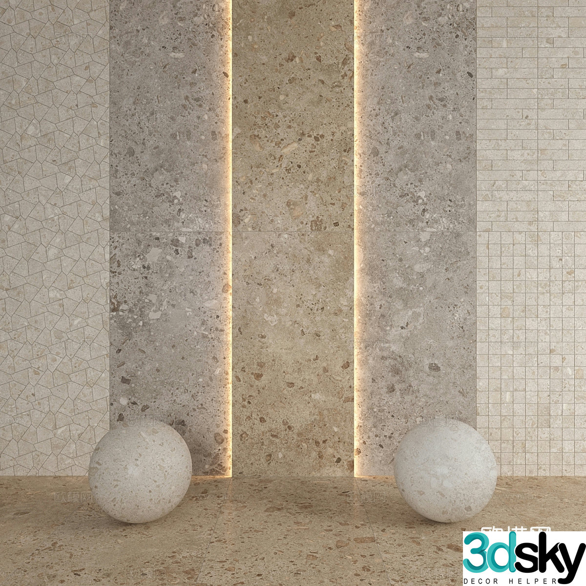 Modern coffee table terrazzo ceramic tile PU stone 3d model