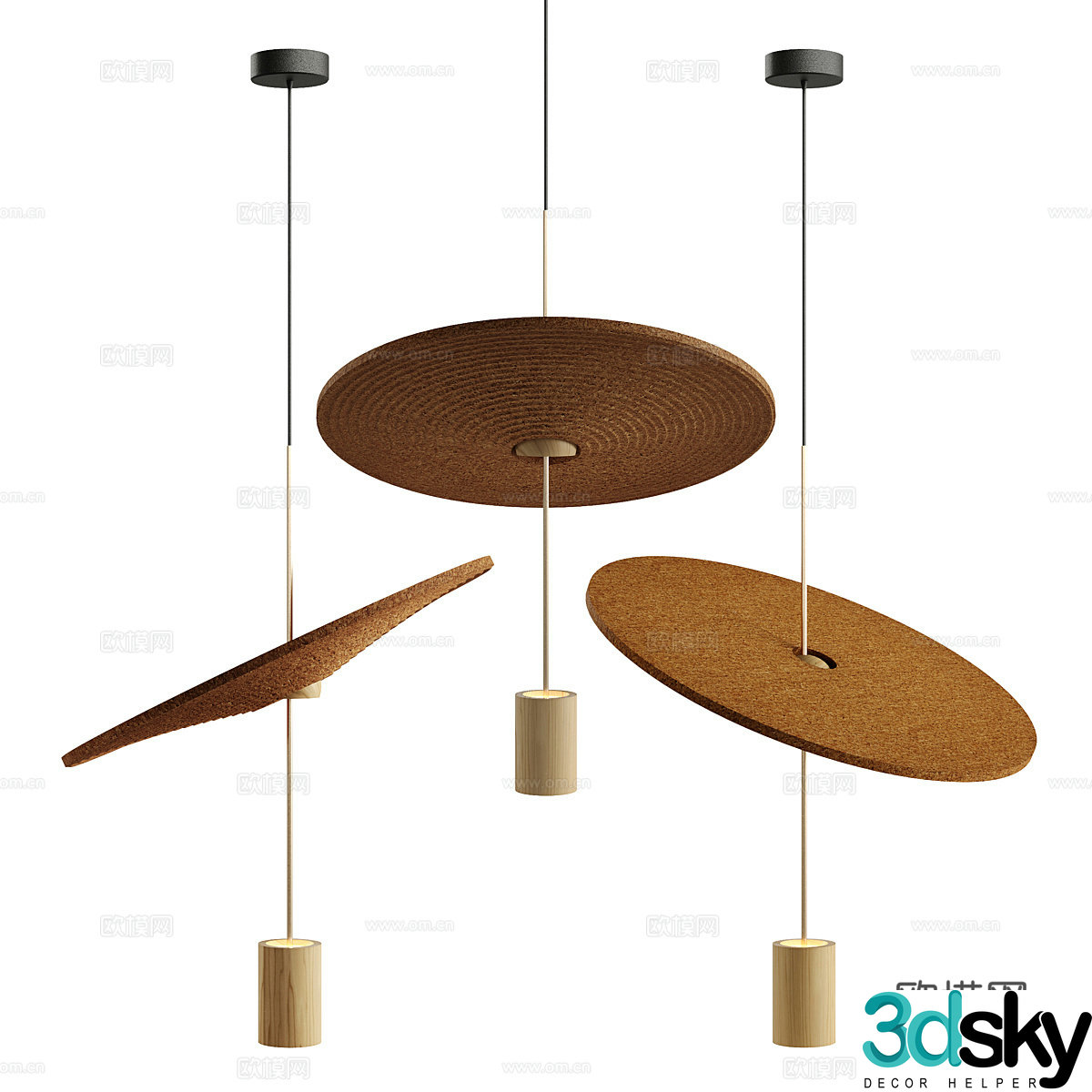 New Chinese style light luxury rattan decorative chandeliers 3D model