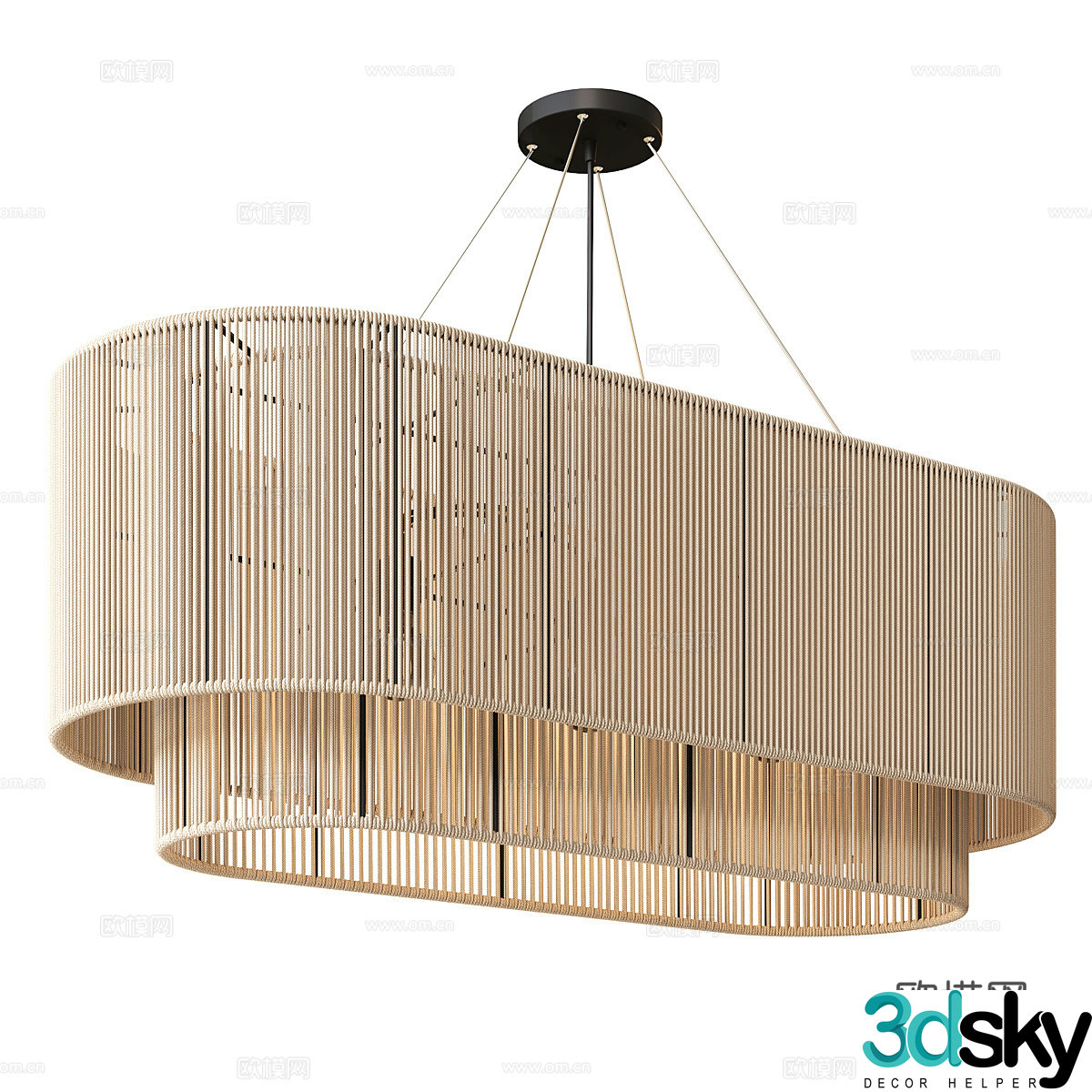New Chinese style wasabi decorative chandelier 3D model