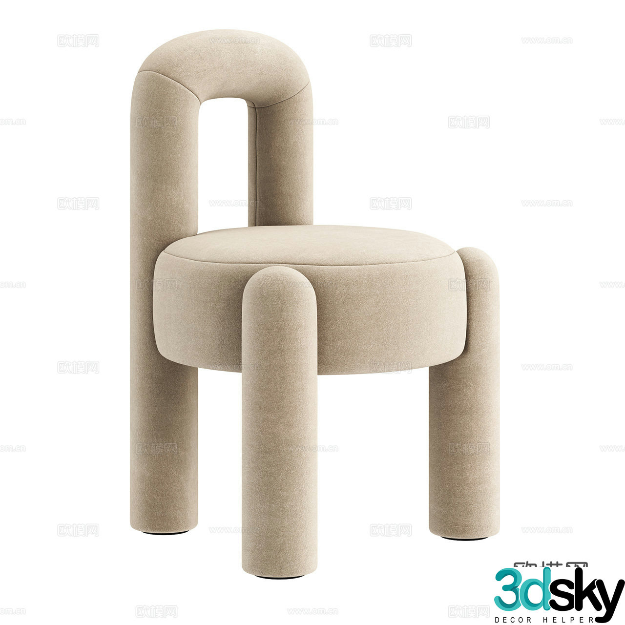 Dooq Simple single chair Fabric single chair Dining chair Book chair Cloth chair 3d model