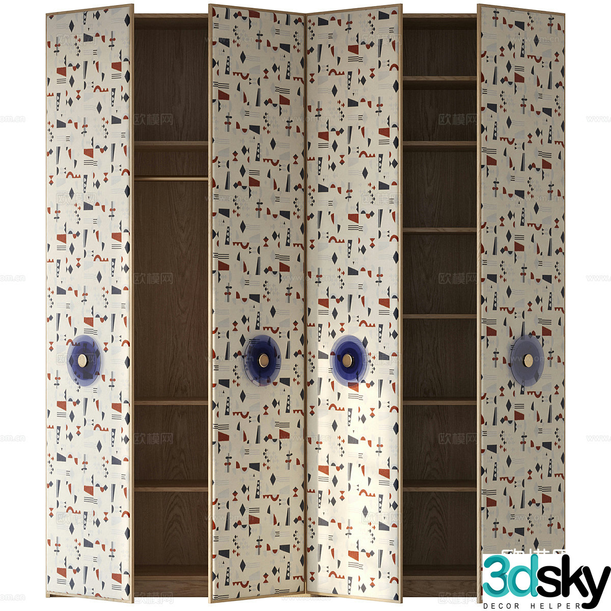 New Chinese style light luxury art wardrobe 3D model