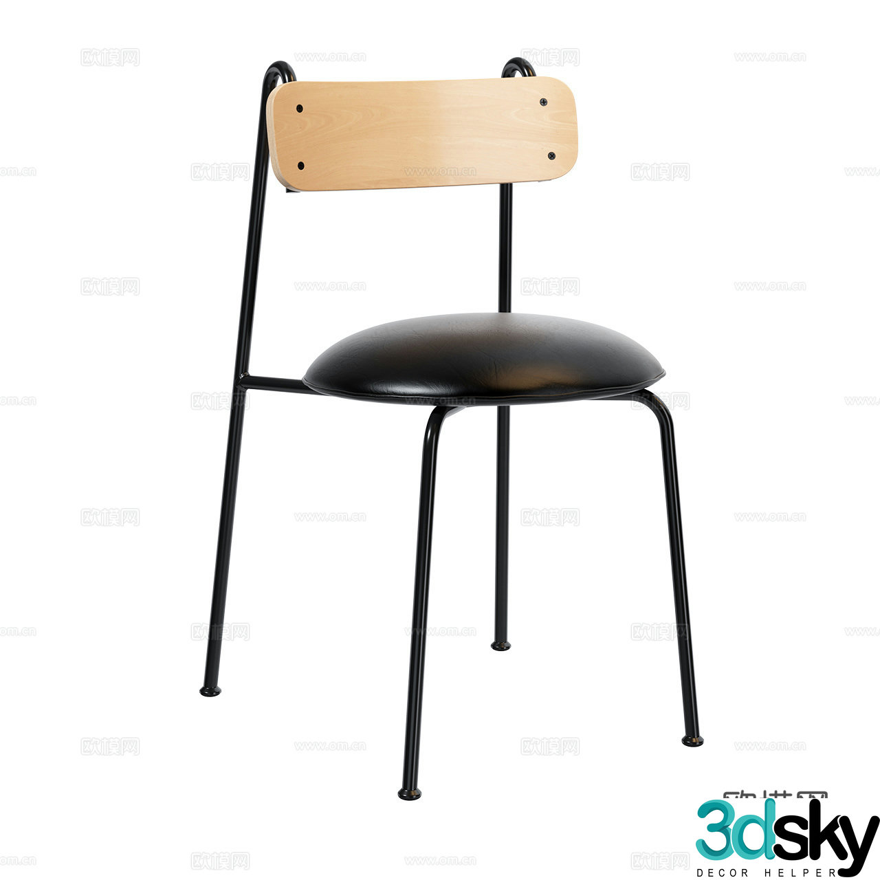 Lena Nordic single chair Extremely simple chair Dining chair Leather chair Metal chair 3d model
