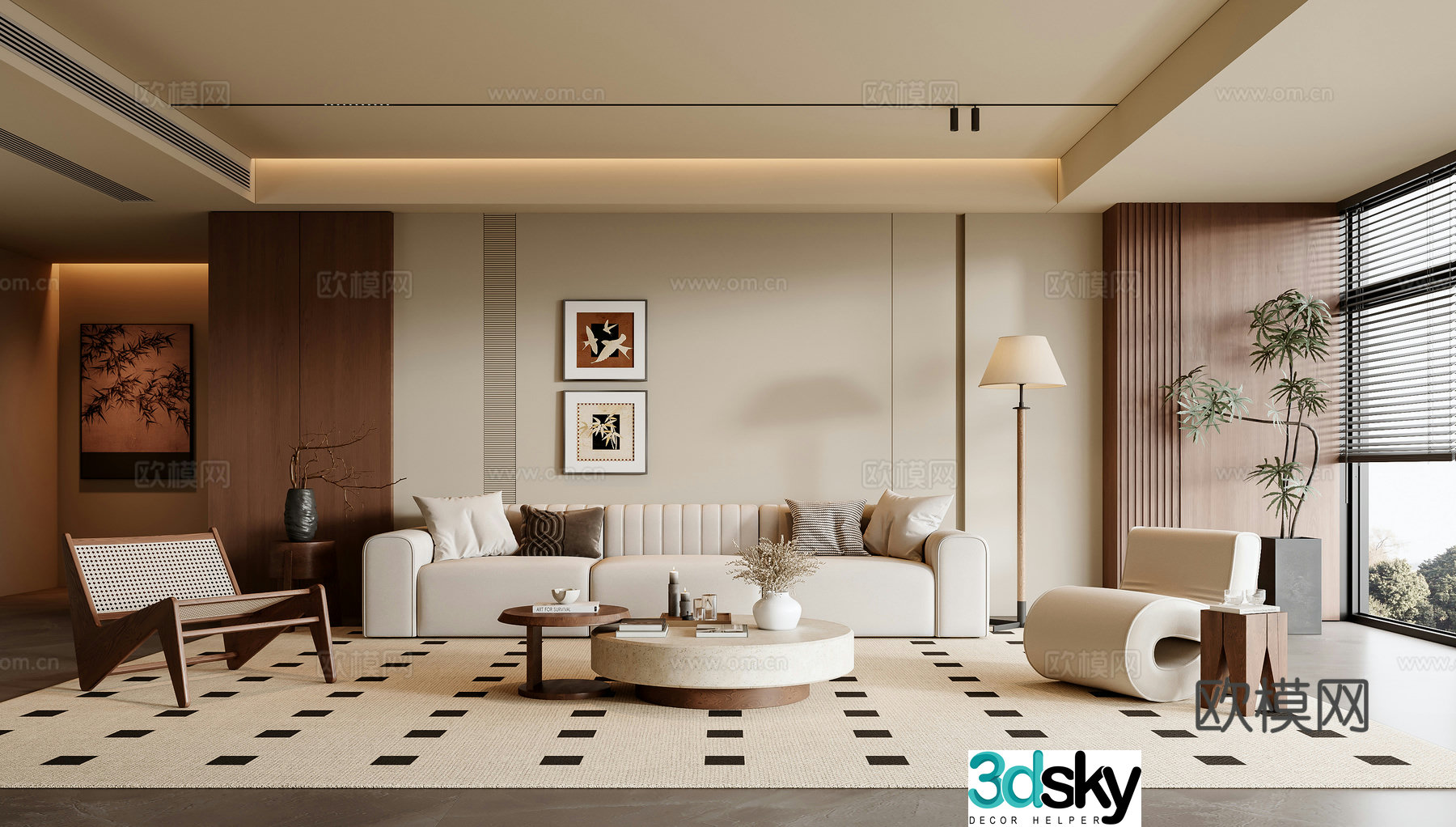 Middle-aged living room 3d model