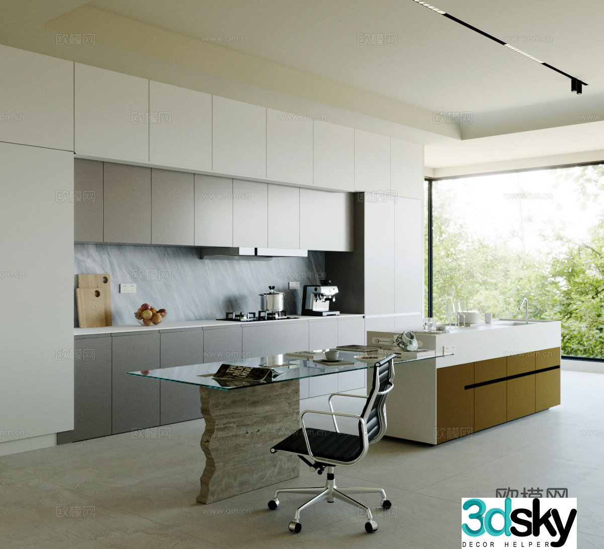 Modern open kitchen island kitchen open dining kitchen restaurant island restaurant 3d model