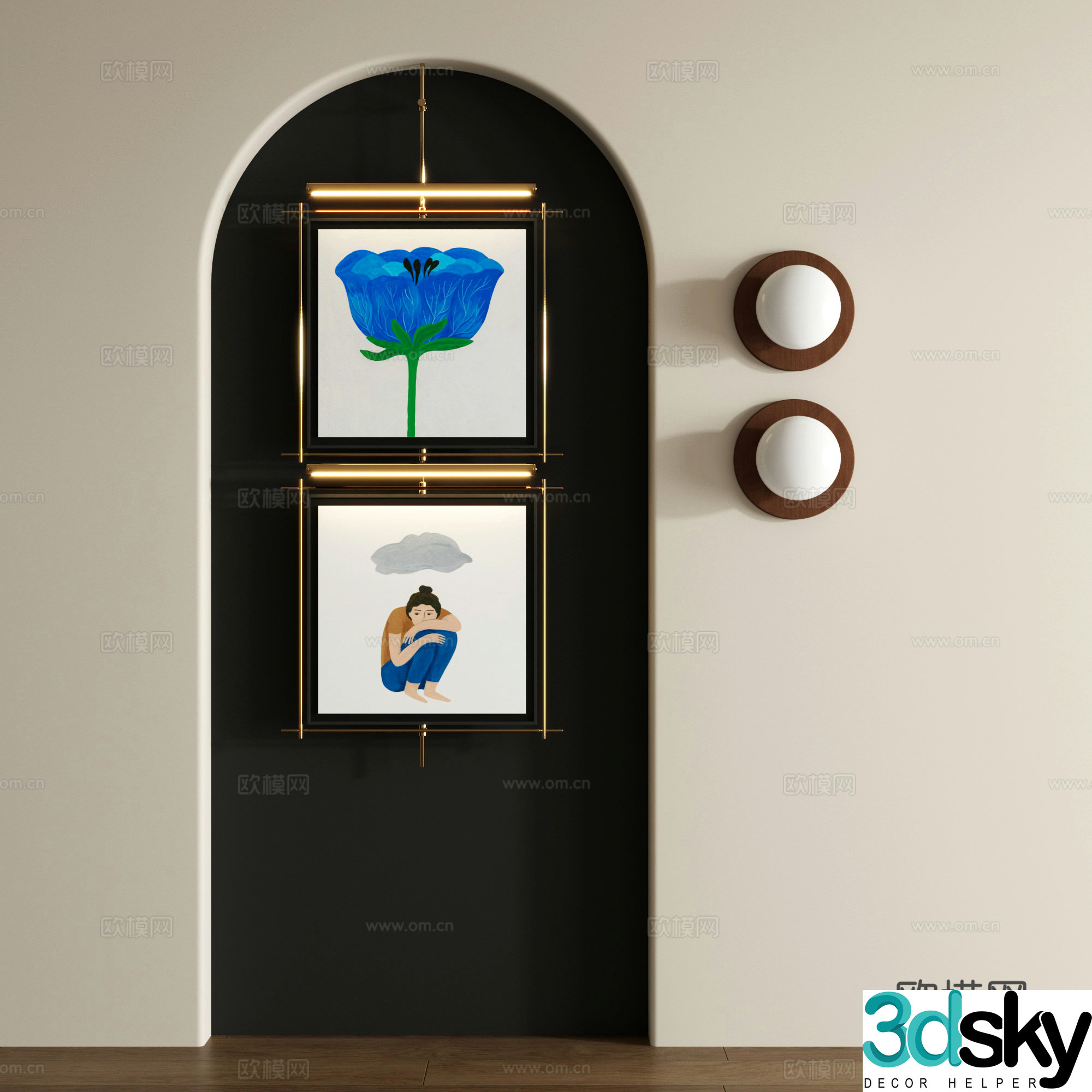 Modern decorative painting Retro decorative painting 3d model