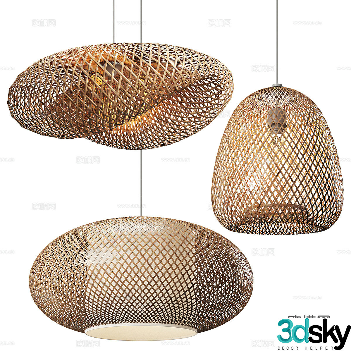 New Chinese style wasabi decorative chandelier 3D model