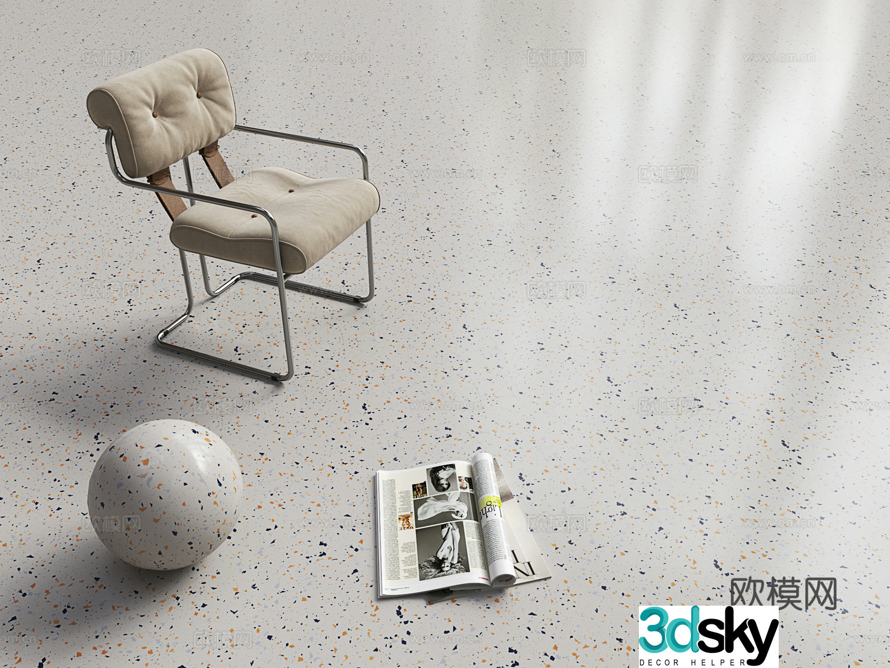 Modern terrazzo Modern artificial stone Quartz stone countertop Rubber floor Modern floor glue 3d model