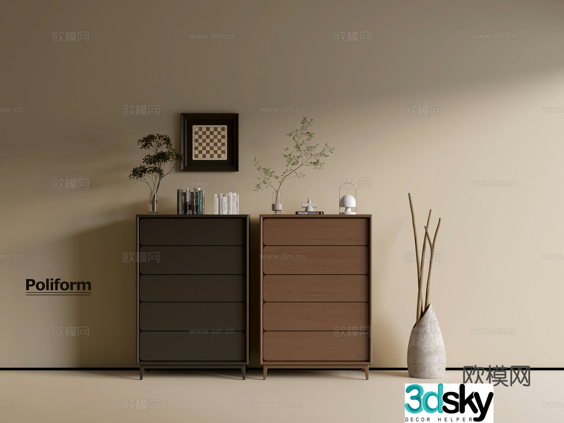 Modern wood grain cabinet ins wind minimalist wind cabinet whole cabinet sideboard balcony cabinet storage 3D model
