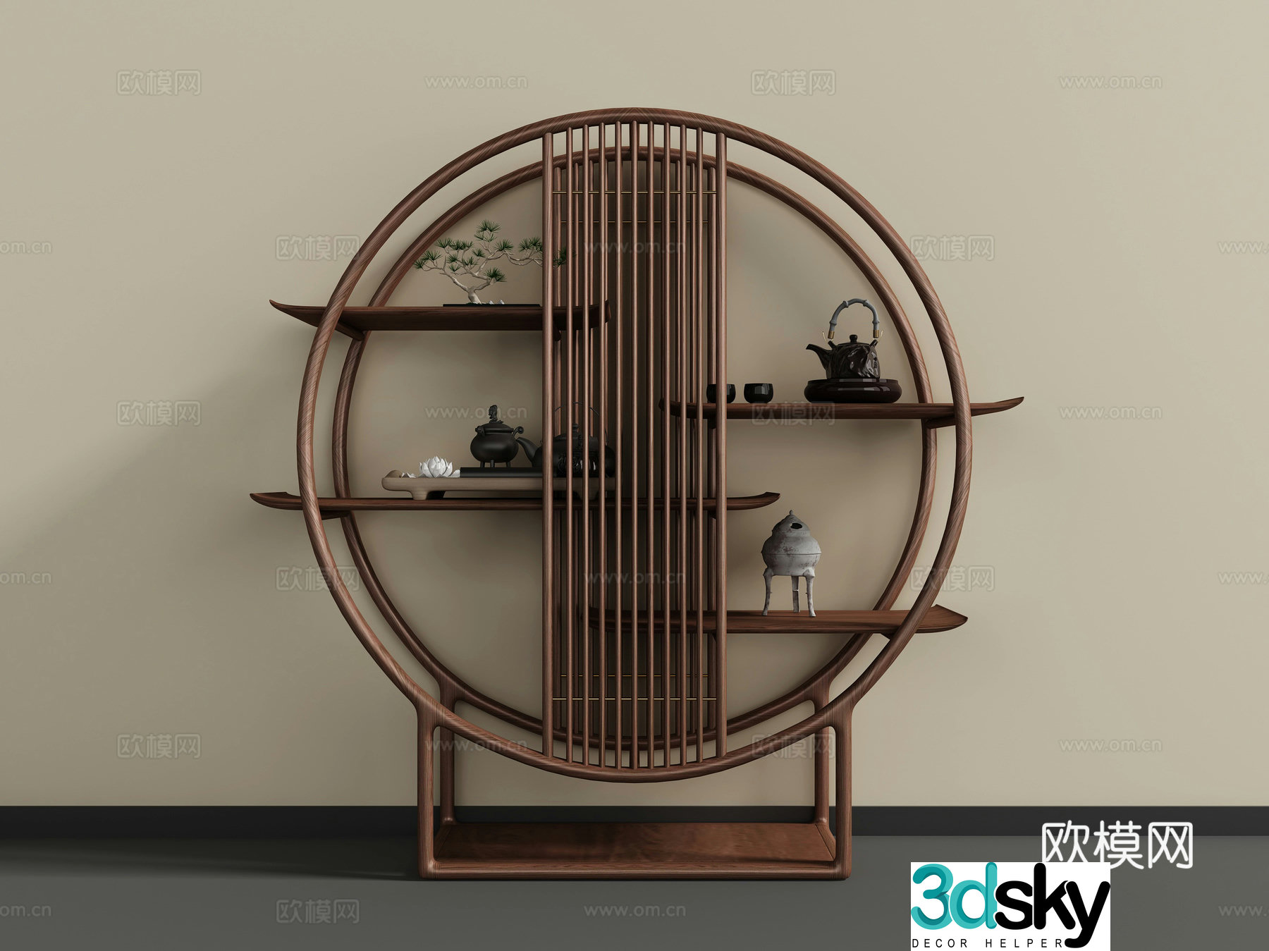 New Chinese style 3D model of Bo Gu shelf