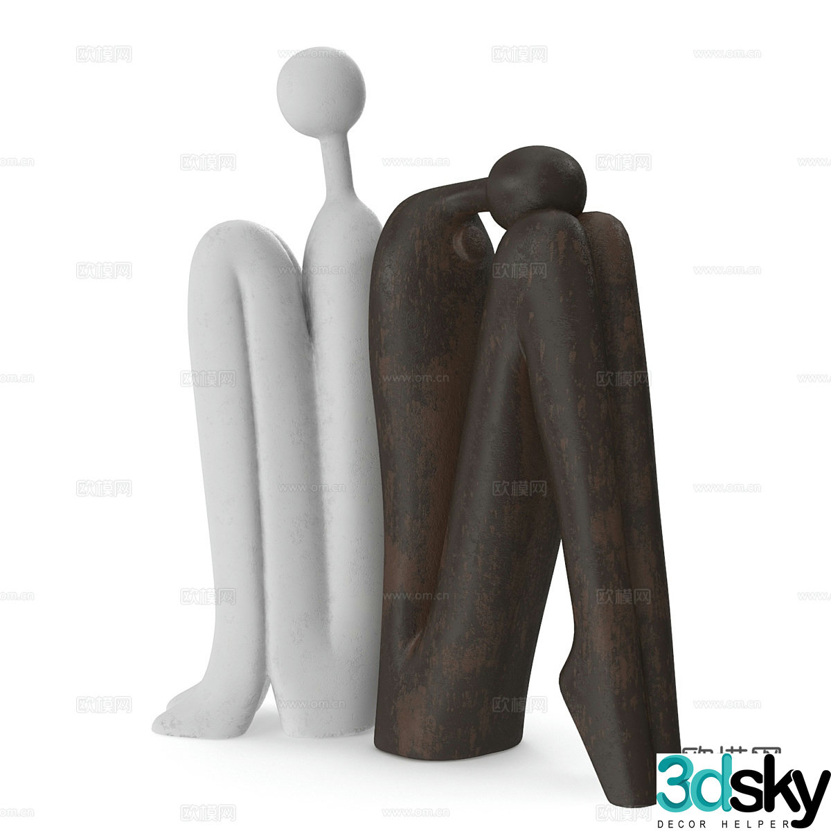 Modern pottery abstract figure sculpture 3d model