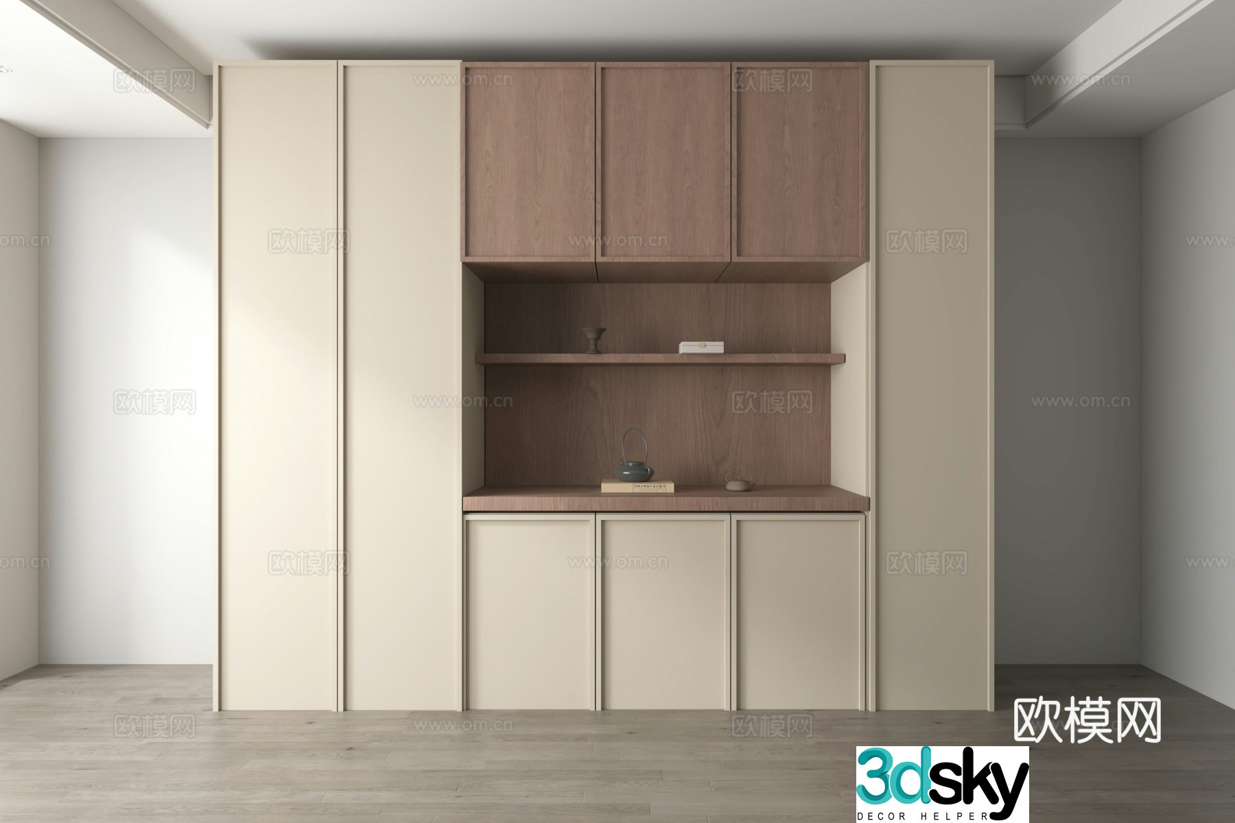 Middle style storage cabinet sideboard 3D model