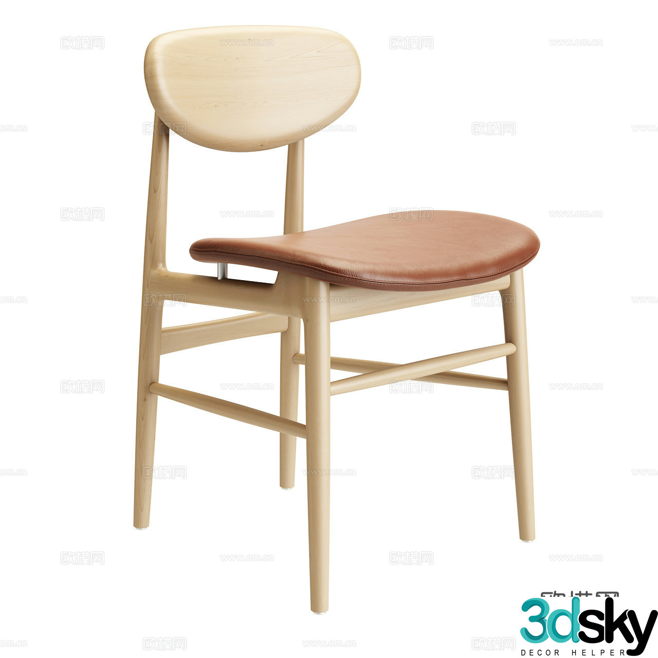 Lema Nordic single chair Minimalist dining chair Single chair Dining chair Leather chair Wooden chair 3d model