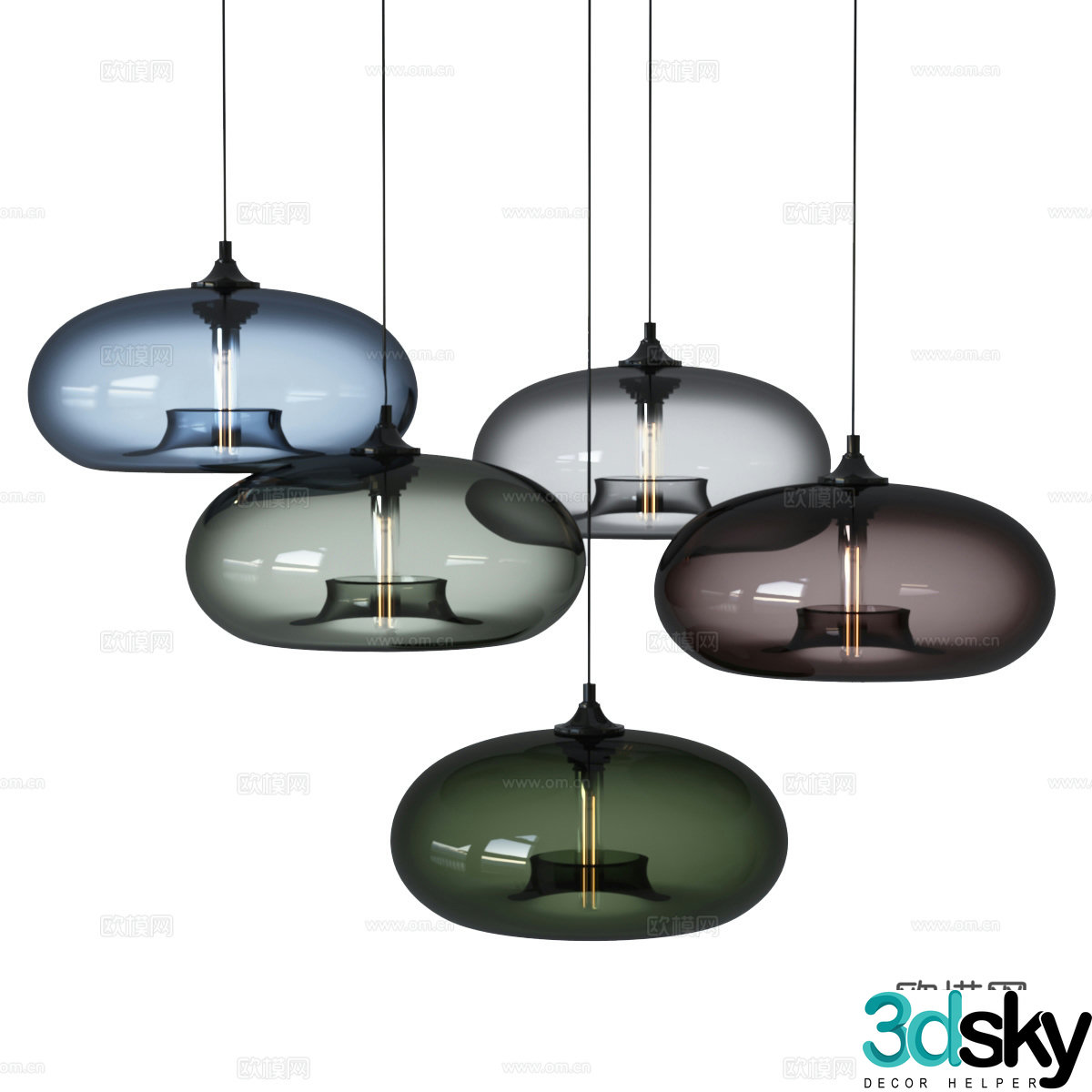 Modern Italian minimalist spherical glass chandelier 3d model