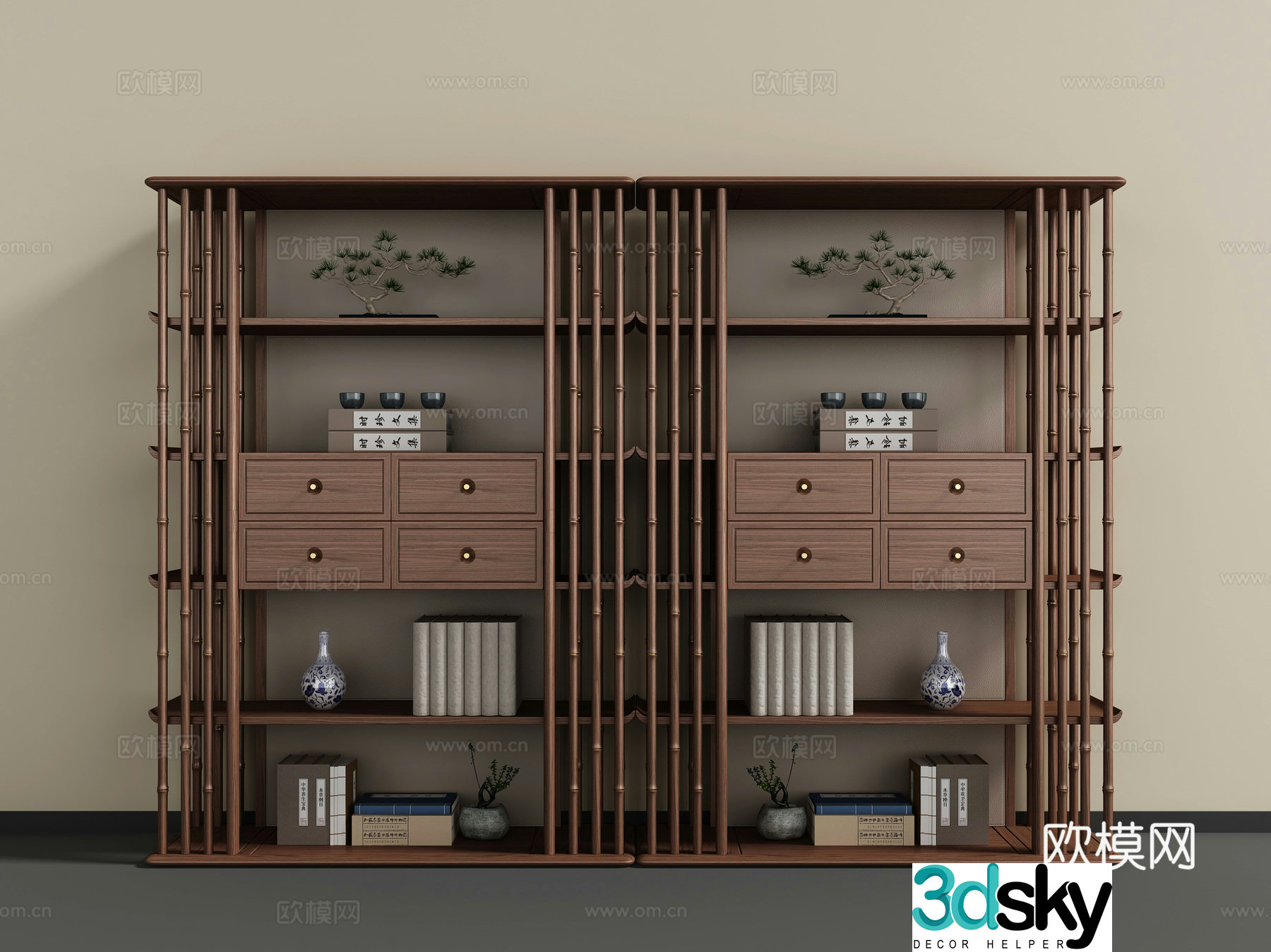 New Chinese style 3D model of Bo Gu shelf