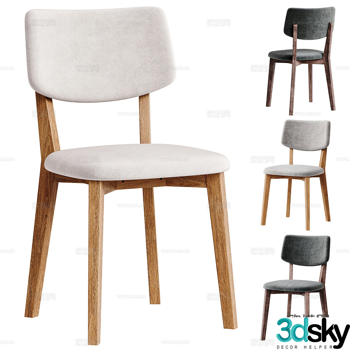 New Chinese style log chair 3d model