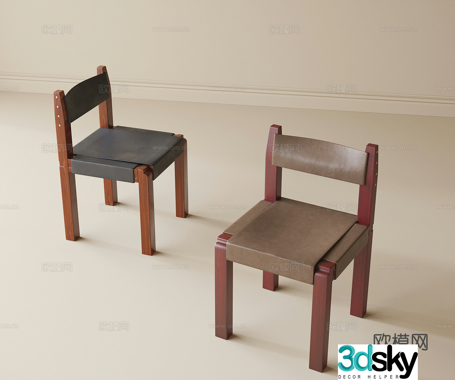Modern dining chair single chair 3d model