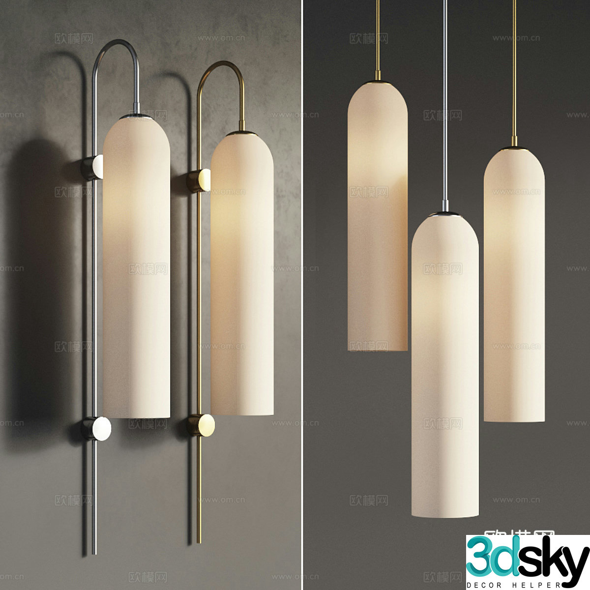 Modern light luxury glass decorative wall lamp 3d model