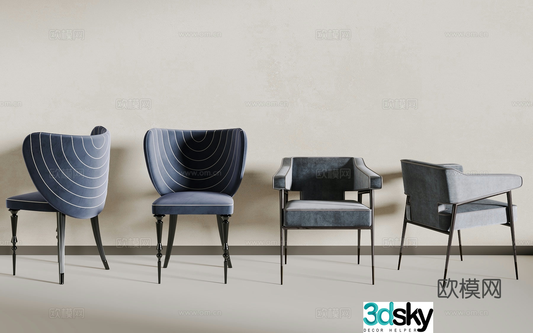 Light luxury dining chair 3D model